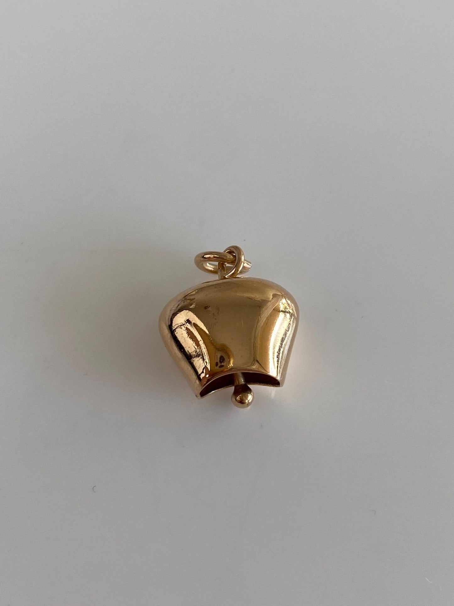 Vintage Solid 18k Yellow Gold Articulated Cowbell Charm