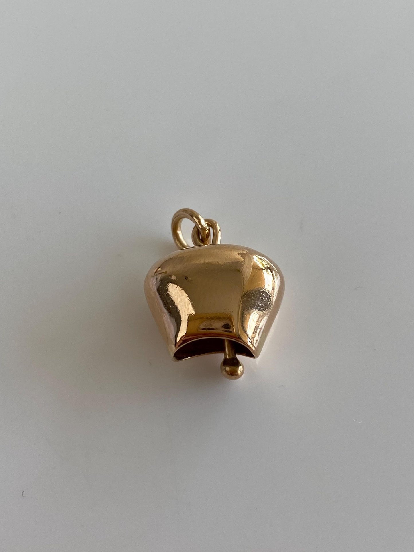 Vintage Solid 18k Yellow Gold Articulated Cowbell Charm