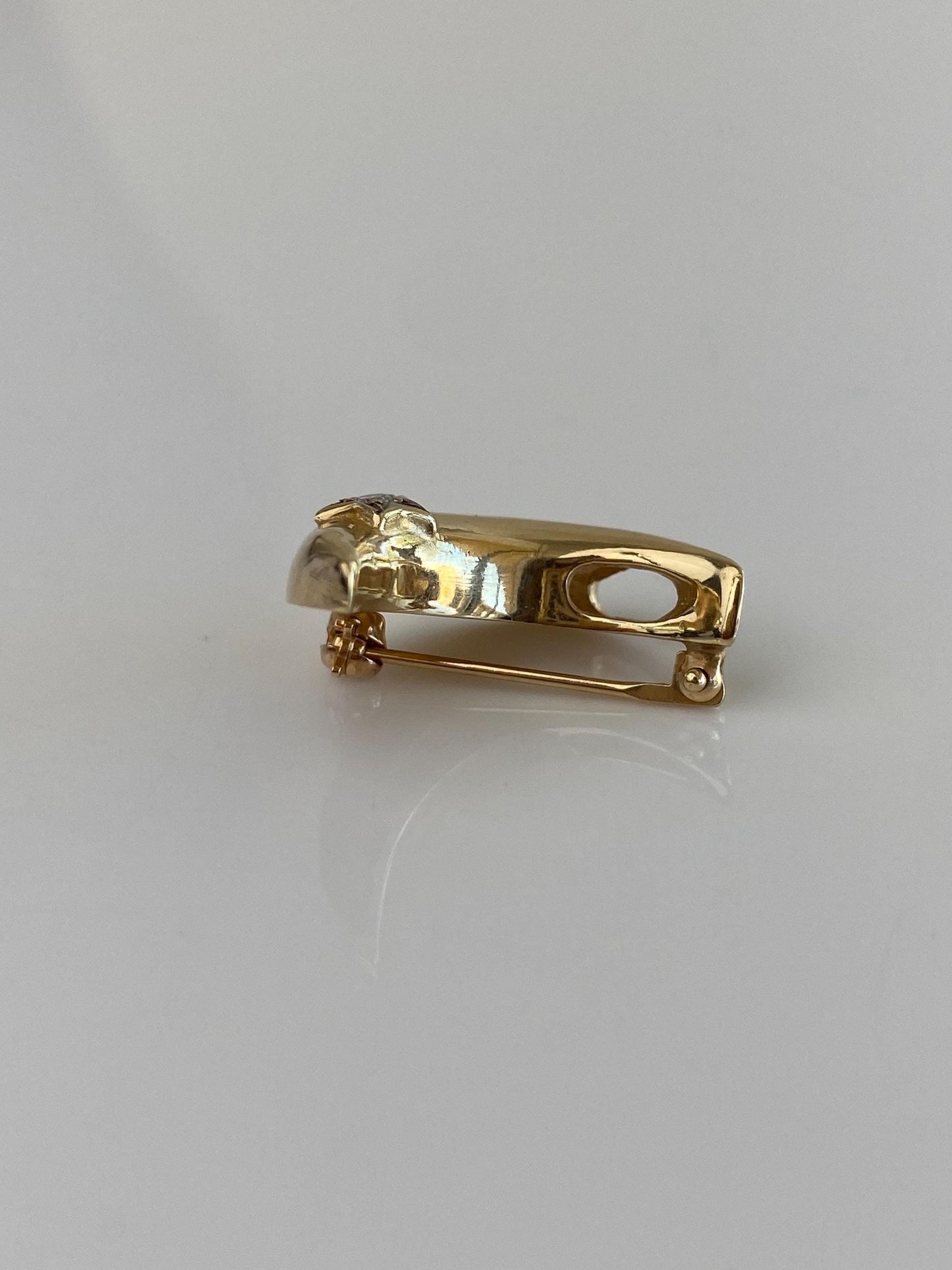 Vintage Solid 14k White & Yellow Gold Diamond Crescent Moon and Star Pin Charm