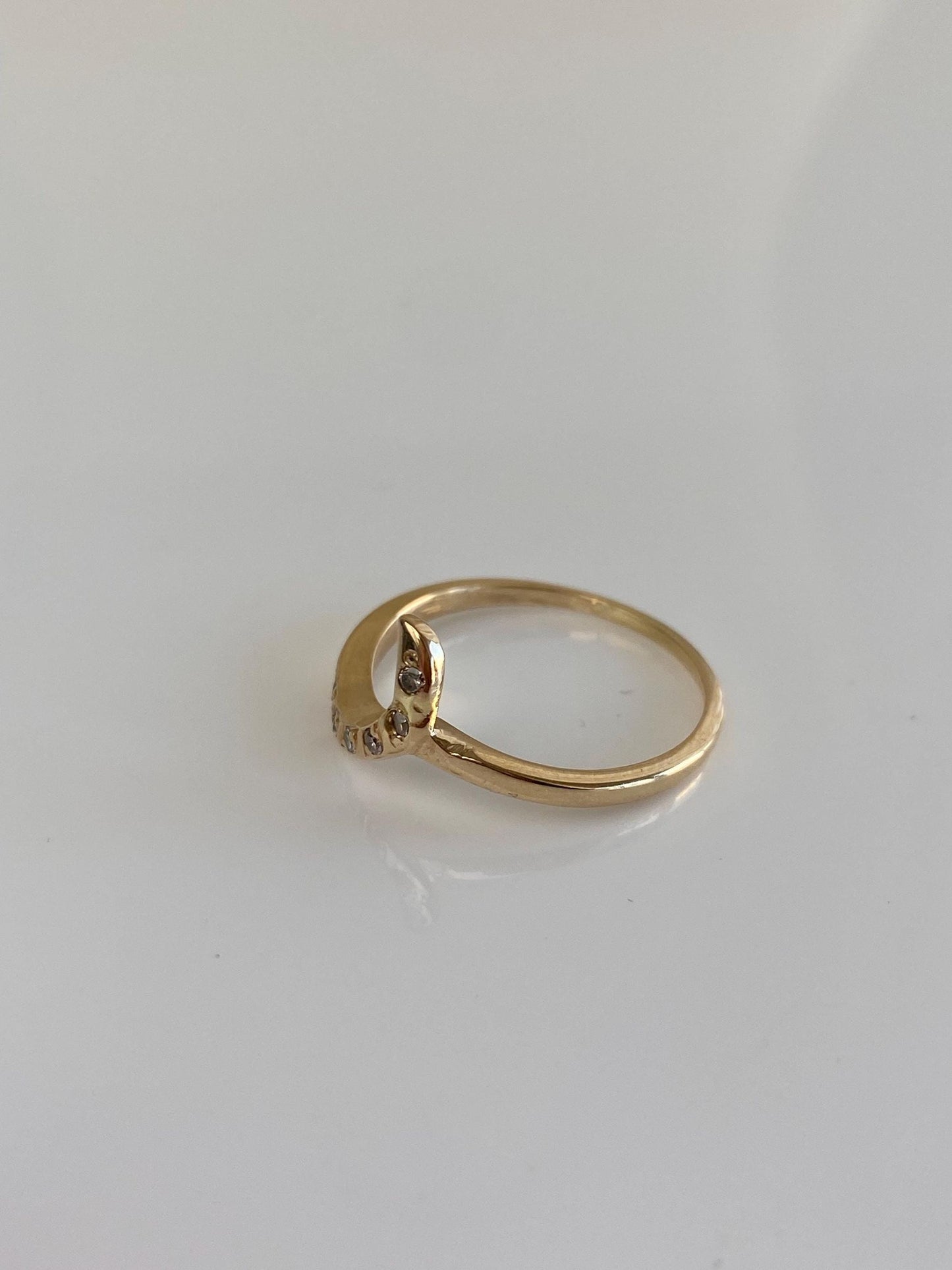 Vintage Solid 14k Yellow Gold Diamond Wave Ring - Size 6.25