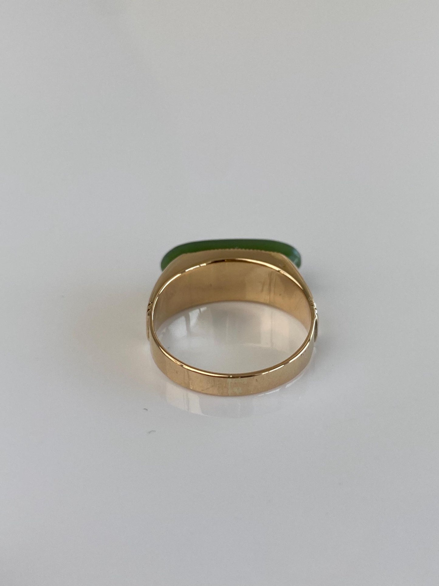 Solid 12k Yellow Gold Nephrite Ring - Size 6.75
