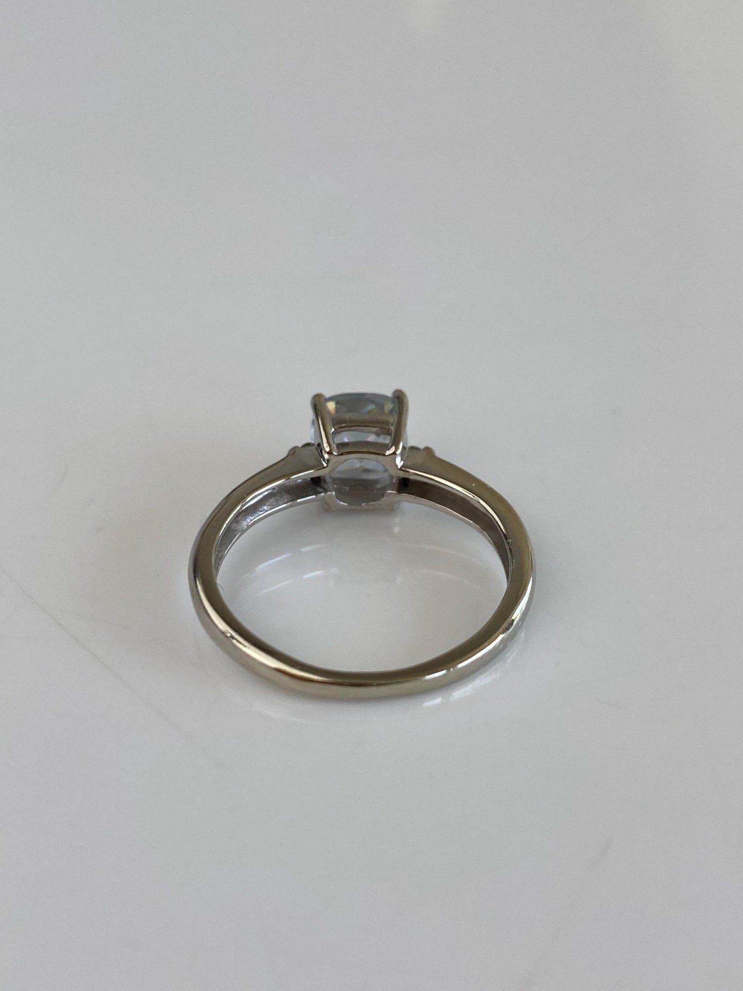 Solid 10k White Gold Light Mystic Topaz & Clear Sapphire Ring - Size 5.5