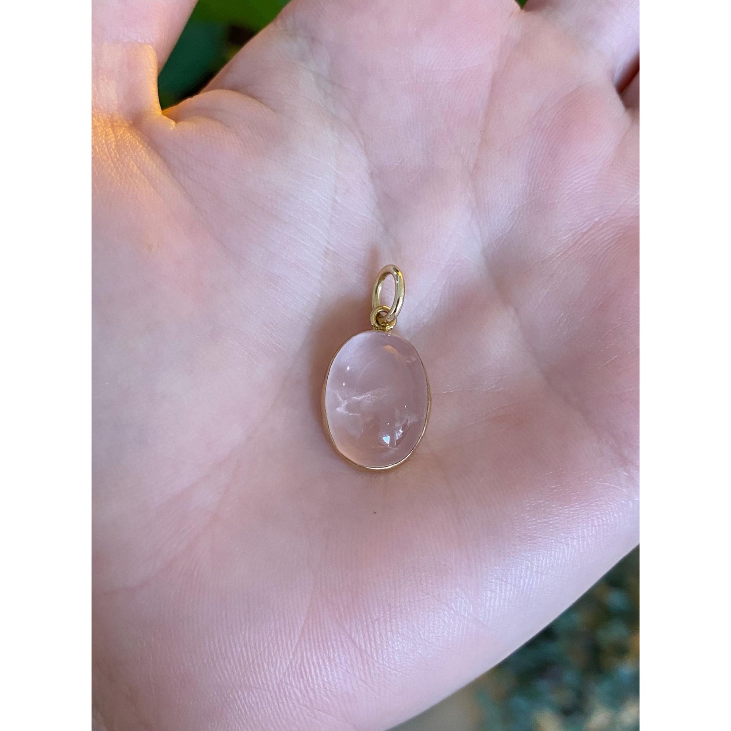 Vintage Solid 14k Yellow Gold Rose Quartz Charm