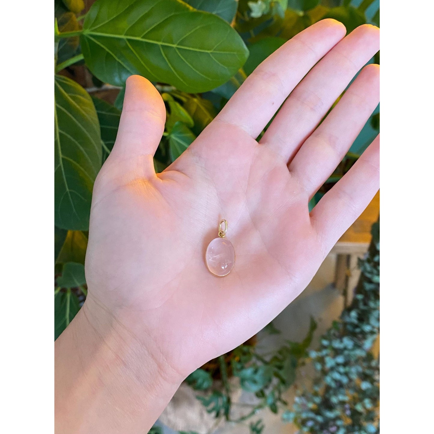 Vintage Solid 14k Yellow Gold Rose Quartz Charm