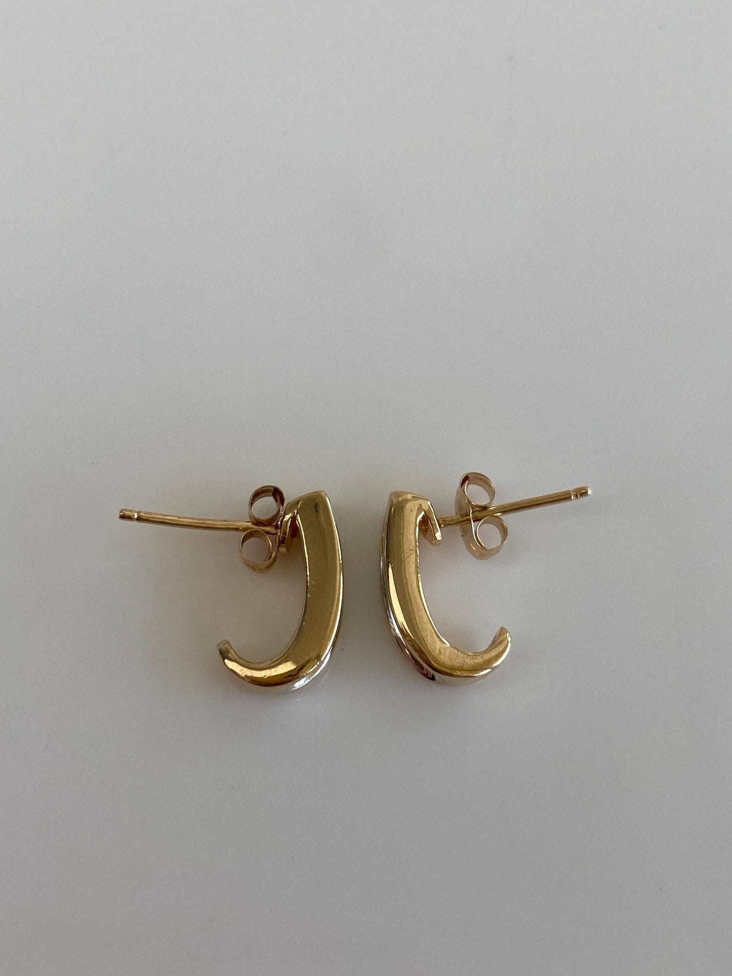 Vintage Solid 10k White & Yellow Gold Diamond Drop Earrings