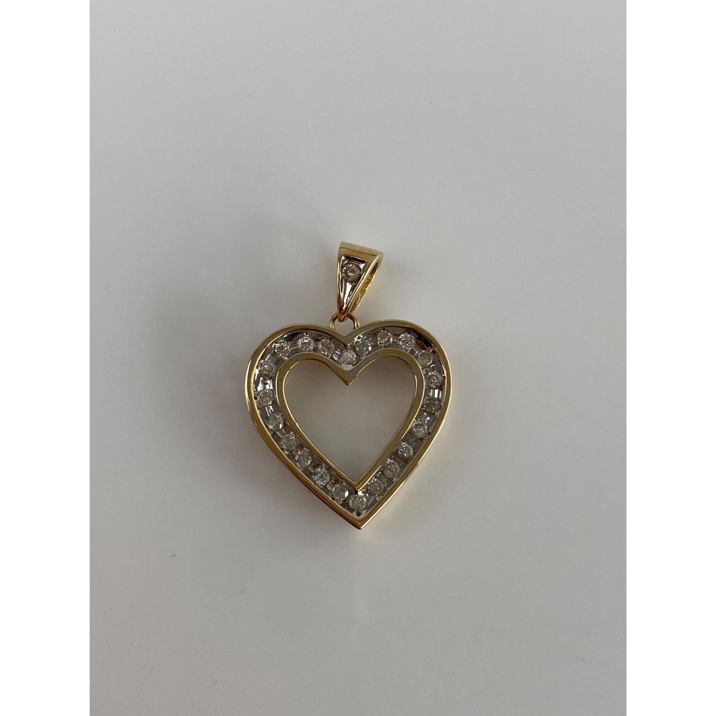Vintage Solid 14k White & Yellow Gold Diamond Heart Charm
