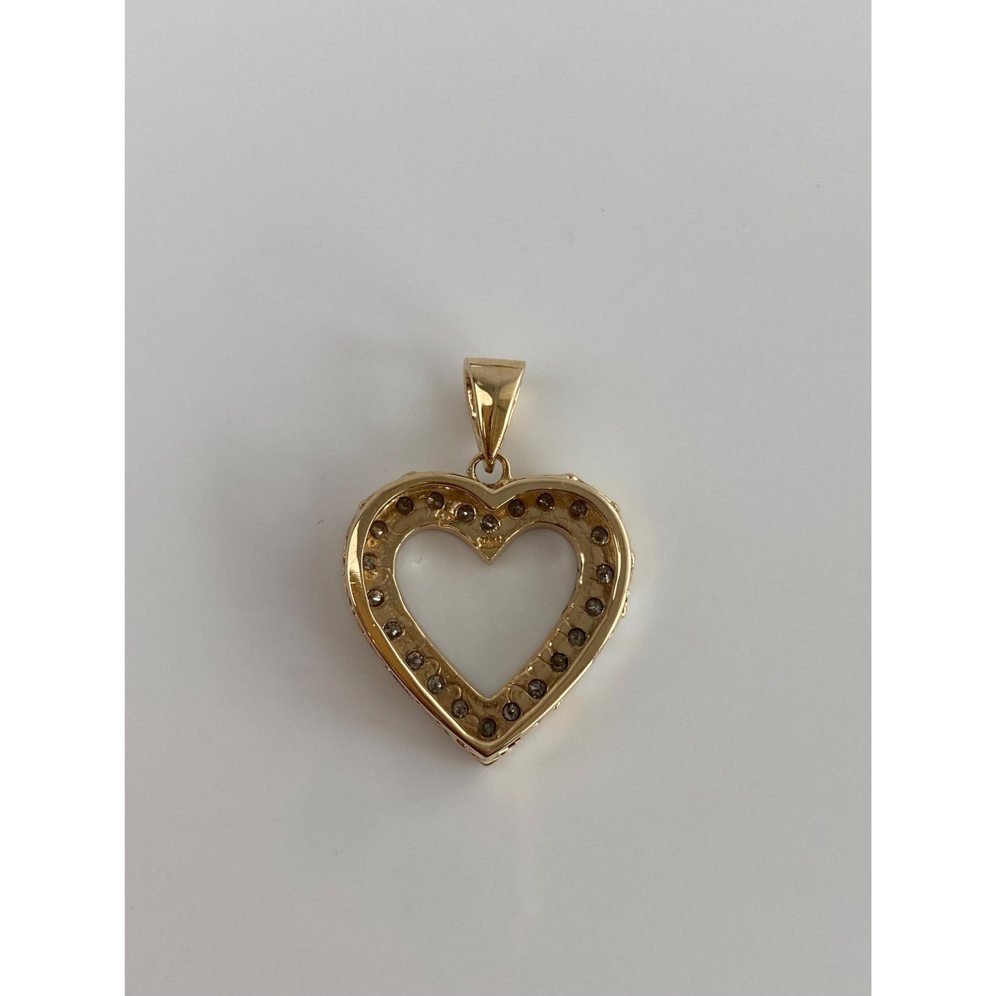 Vintage Solid 14k White & Yellow Gold Diamond Heart Charm