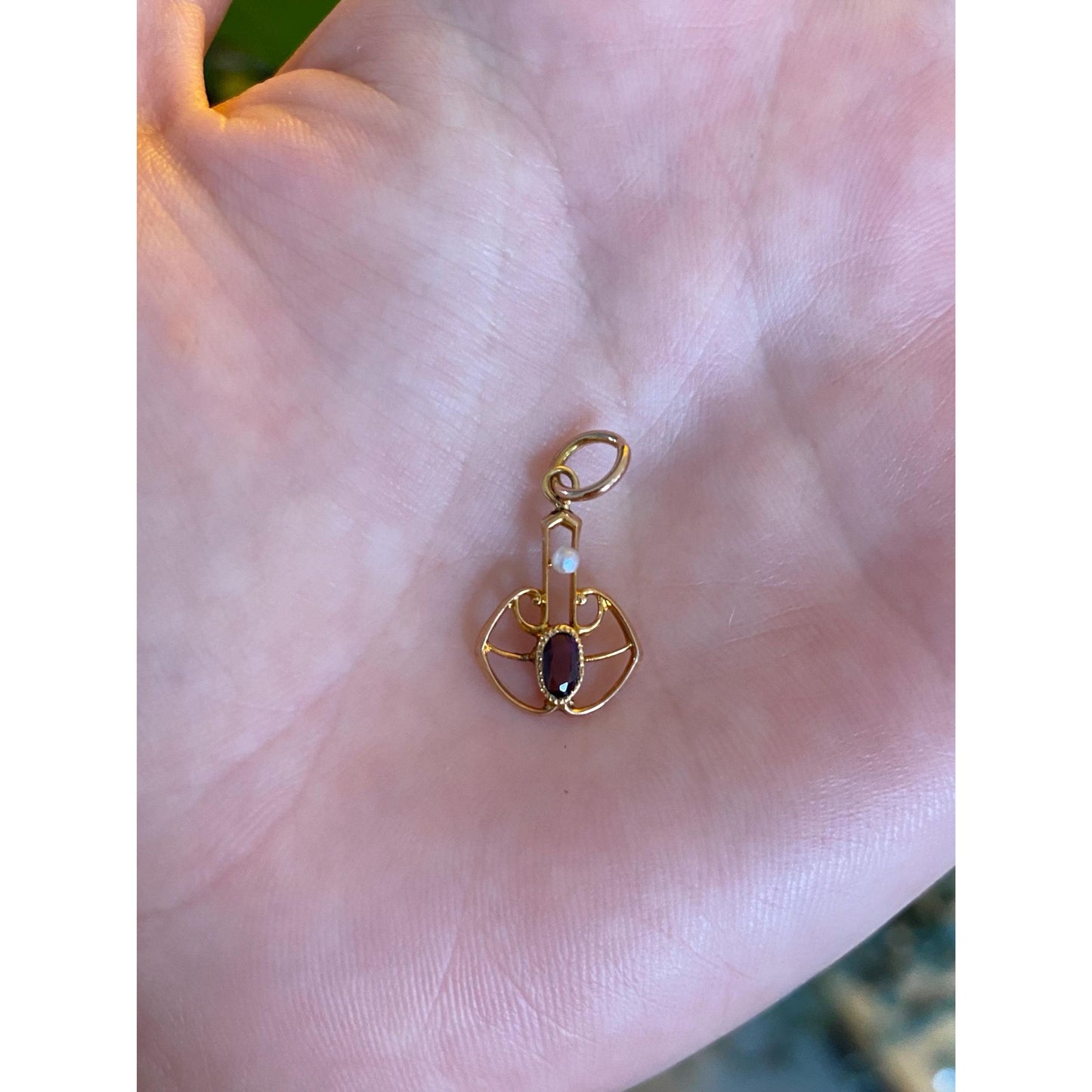 Vintage Solid 10k Yellow Gold Purple Cubic Zirconia Seed Pearl Stick Pin Conversion Charm