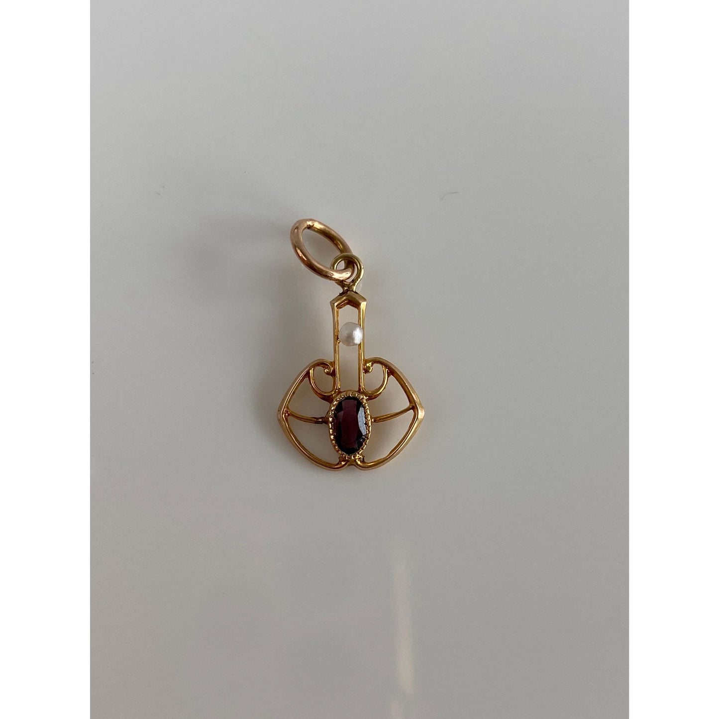 Vintage Solid 10k Yellow Gold Purple Cubic Zirconia Seed Pearl Stick Pin Conversion Charm