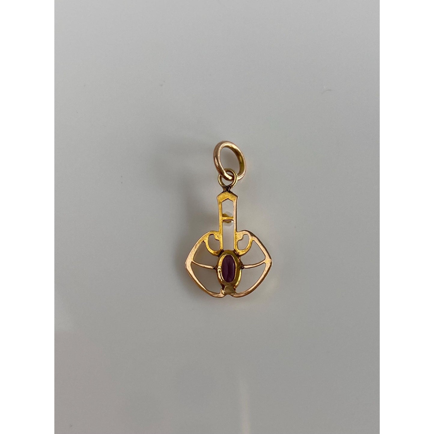 Vintage Solid 10k Yellow Gold Purple Cubic Zirconia Seed Pearl Stick Pin Conversion Charm