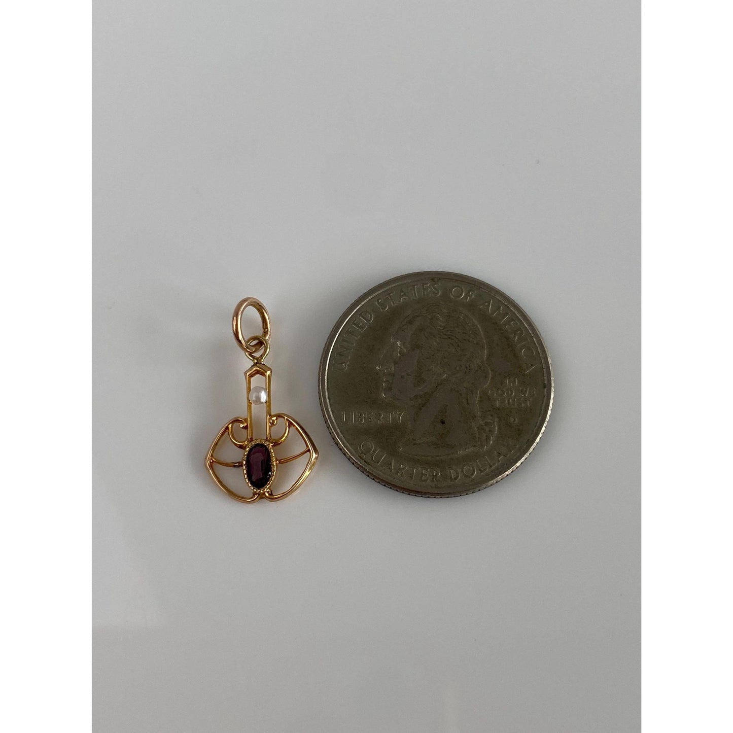 Vintage Solid 10k Yellow Gold Purple Cubic Zirconia Seed Pearl Stick Pin Conversion Charm