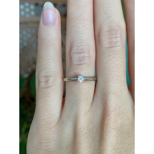 Vintage Solid 14k White Gold Diamond Ring - Size 5.75