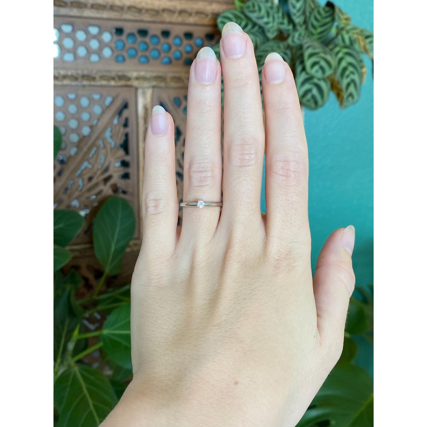 Vintage Solid 14k White Gold Diamond Ring - Size 5.75