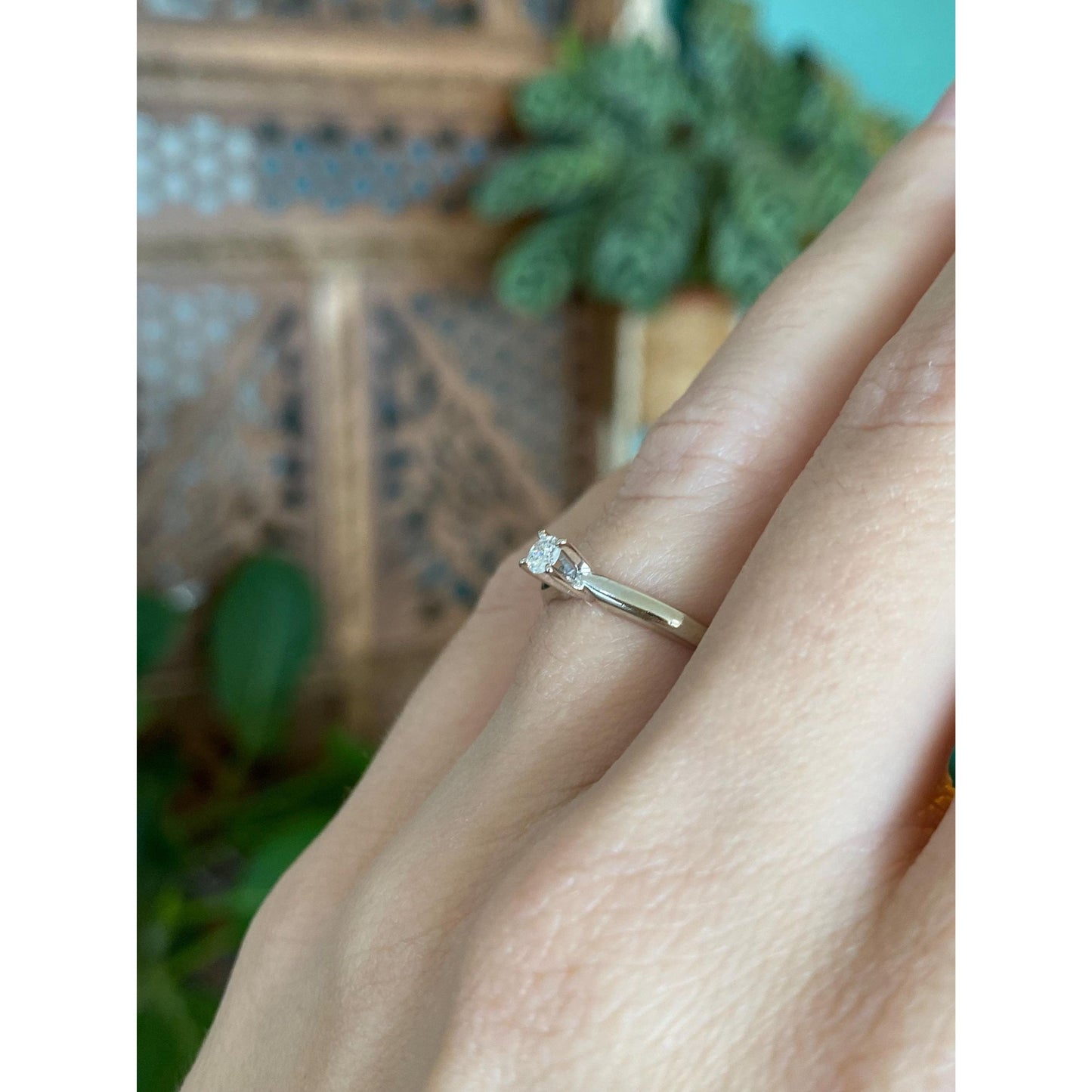 Vintage Solid 14k White Gold Diamond Ring - Size 5.75