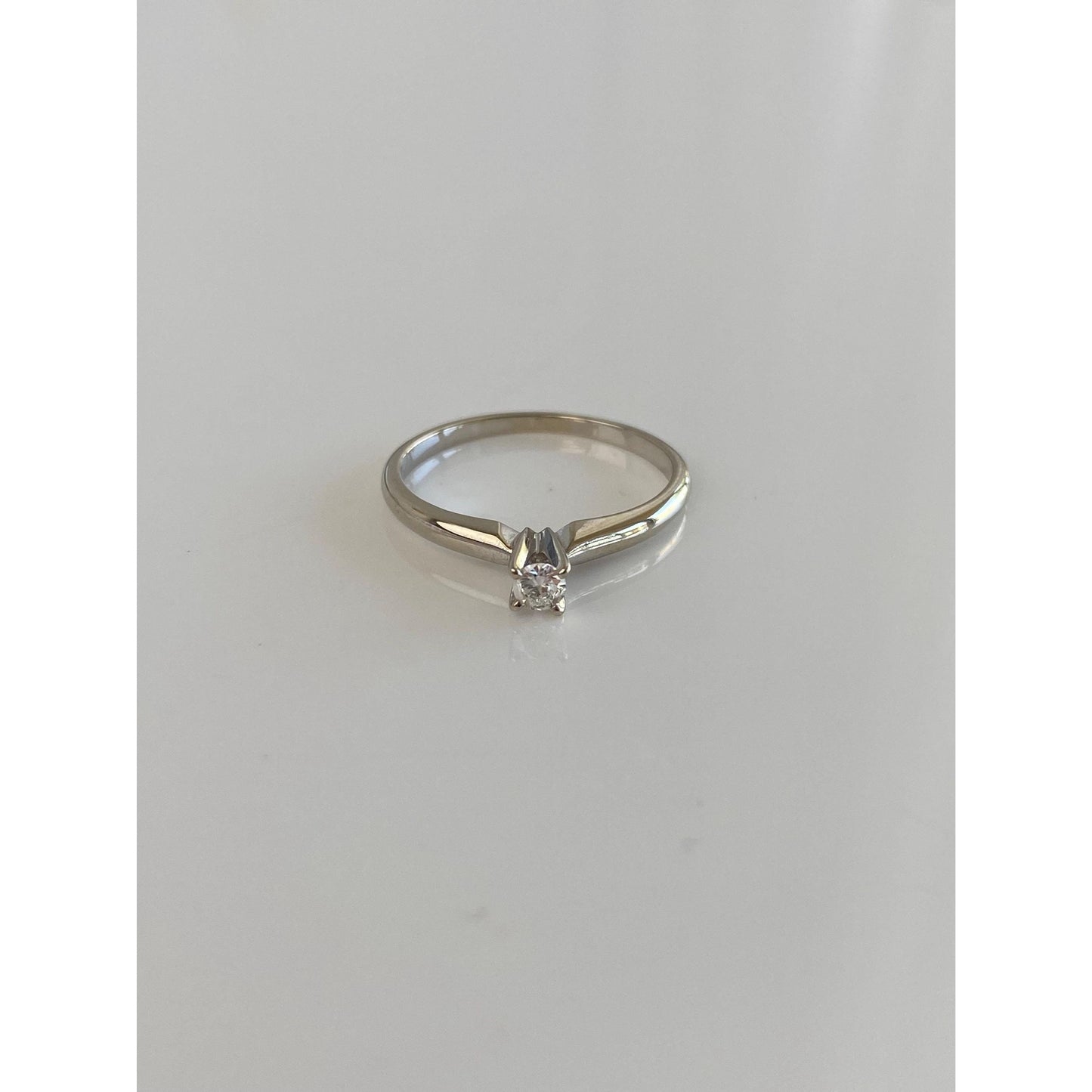 Vintage Solid 14k White Gold Diamond Ring - Size 5.75