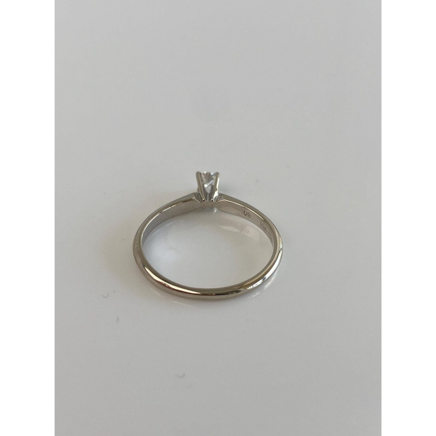 Vintage Solid 14k White Gold Diamond Ring - Size 5.75