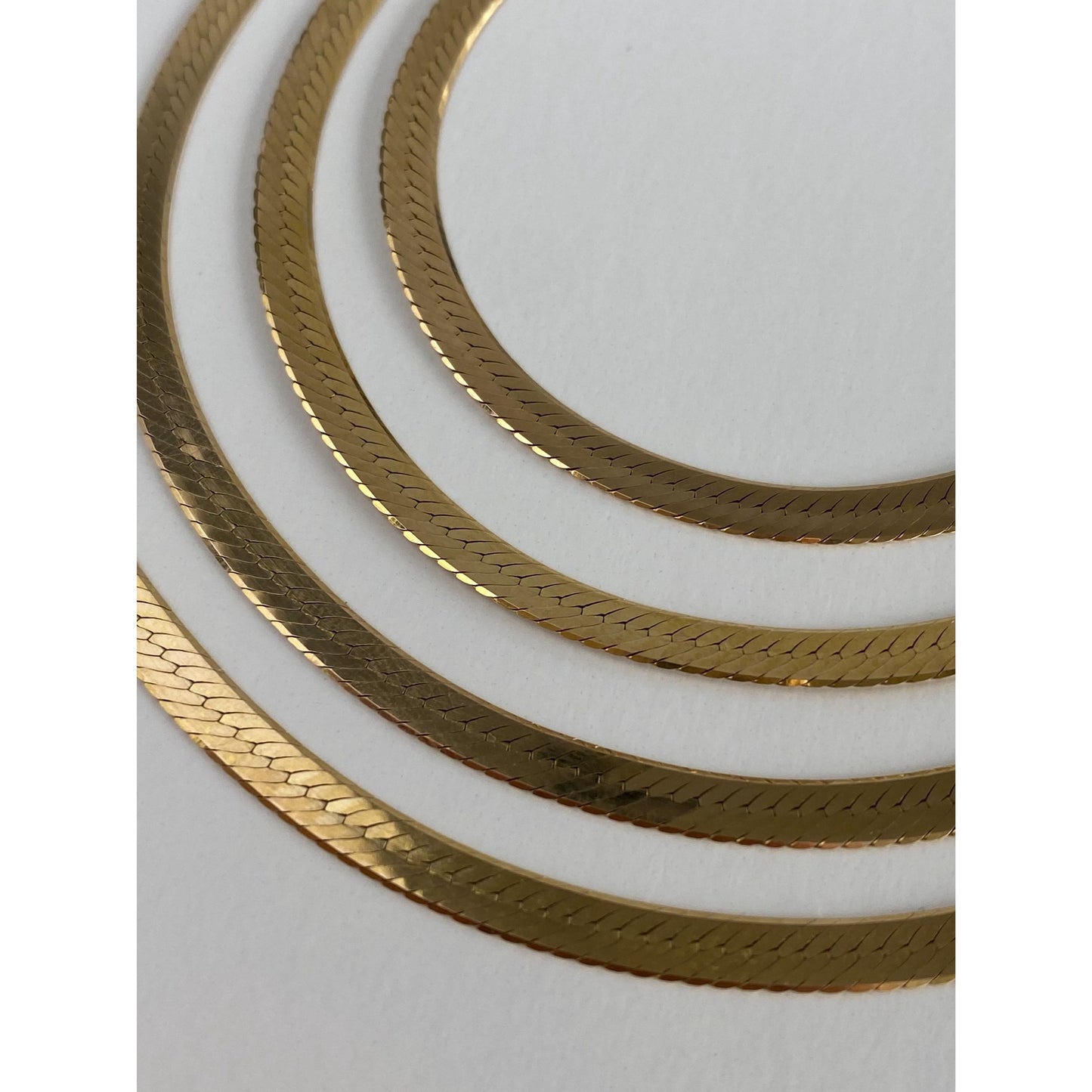 Vintage Solid 14k Yellow Gold Long Herringbone Chain Necklace - 30 inches