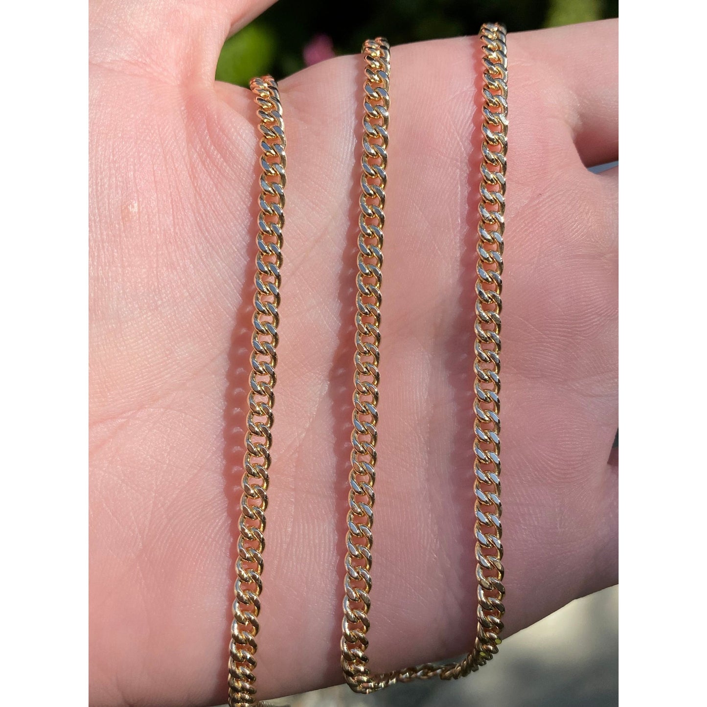 Vintage Solid 14k Yellow Gold Curb Chain Necklace - 18 inches