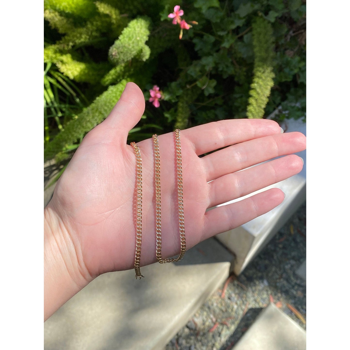 Vintage Solid 14k Yellow Gold Curb Chain Necklace - 18 inches