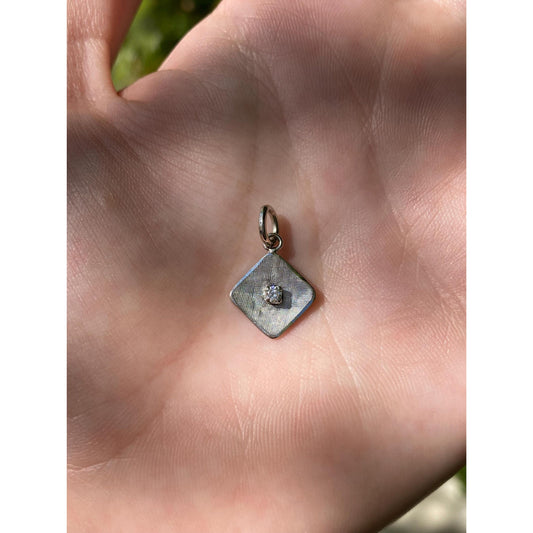 Solid 14k White Gold Diamond Tie Tack Conversion Charm