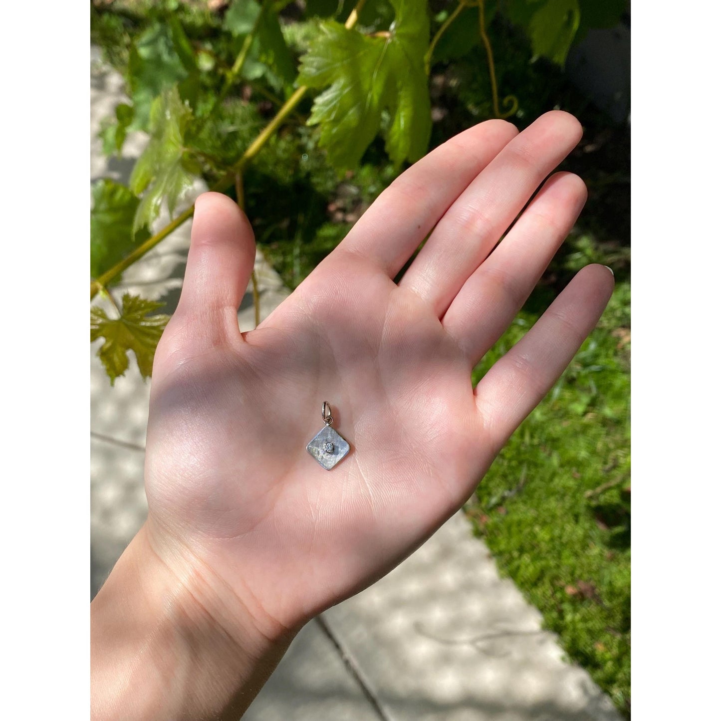 Solid 14k White Gold Diamond Tie Tack Conversion Charm