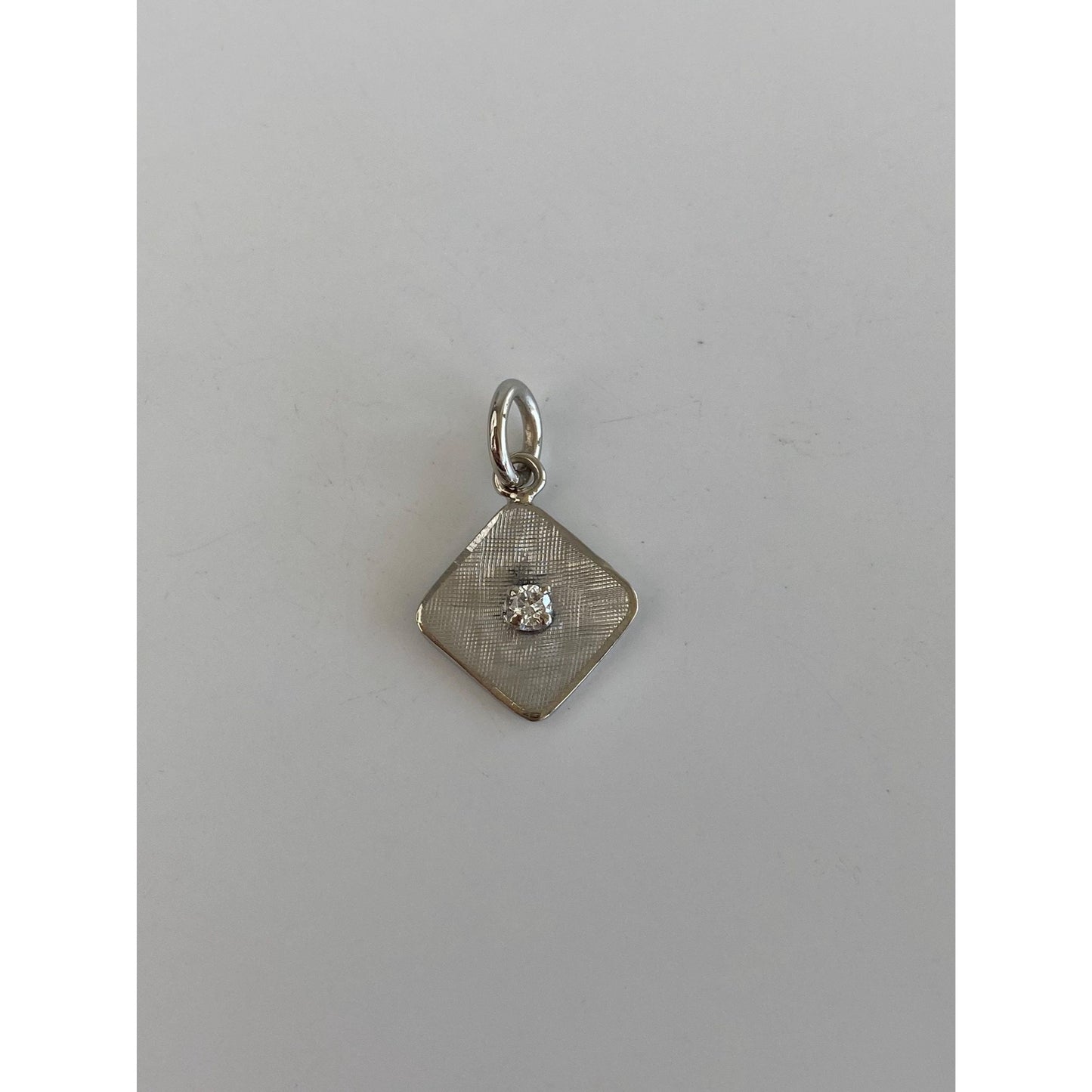 Solid 14k White Gold Diamond Tie Tack Conversion Charm