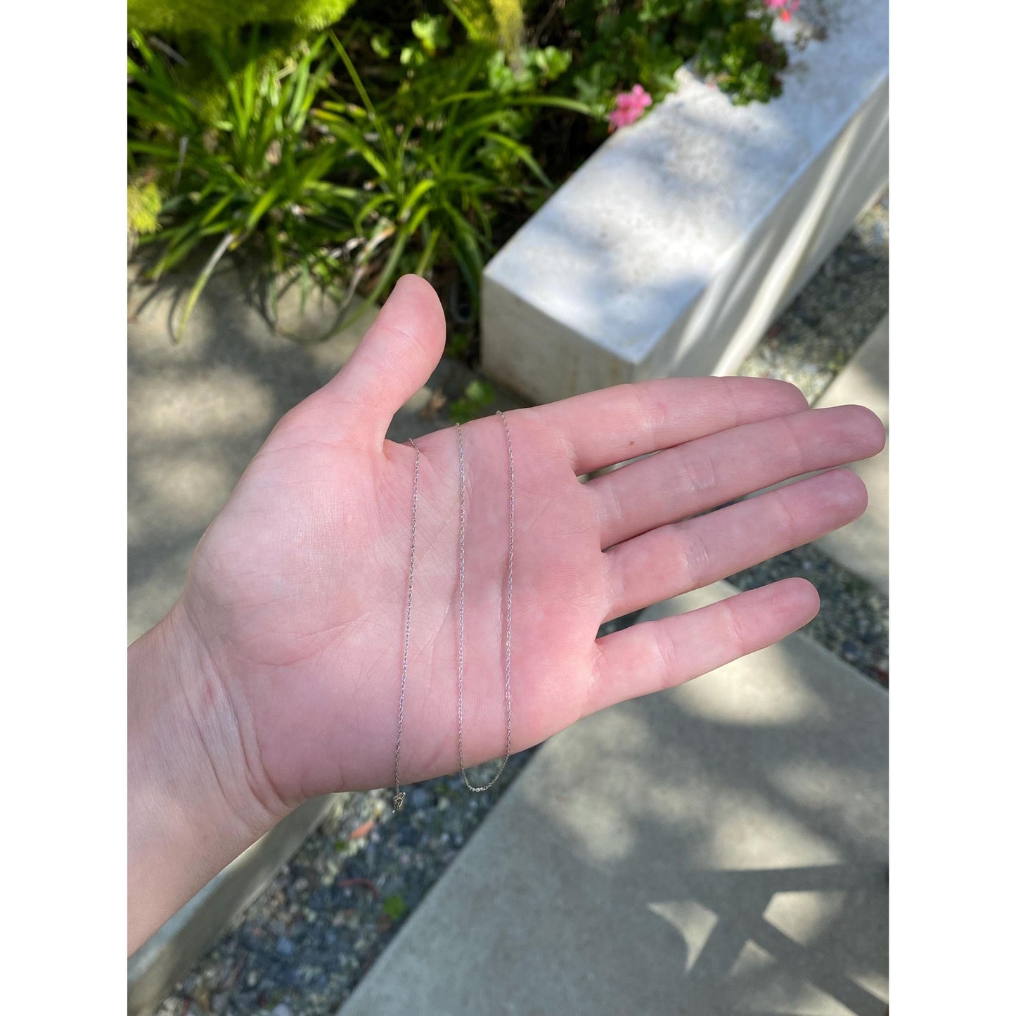 Vintage Solid 10k White Gold Dainty Chain Necklace - 18.25 inches