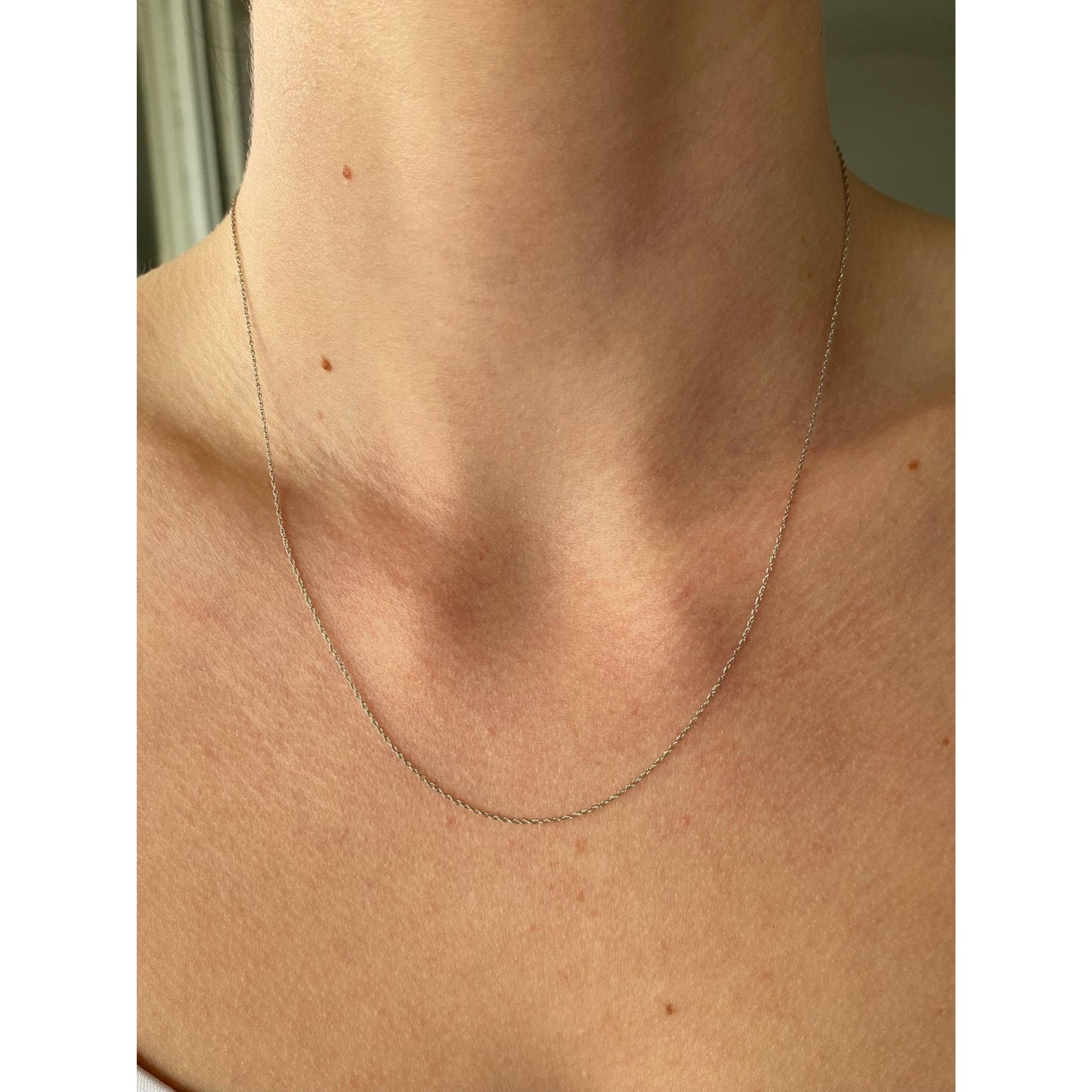 Vintage Solid 10k White Gold Dainty Chain Necklace - 18.25 inches