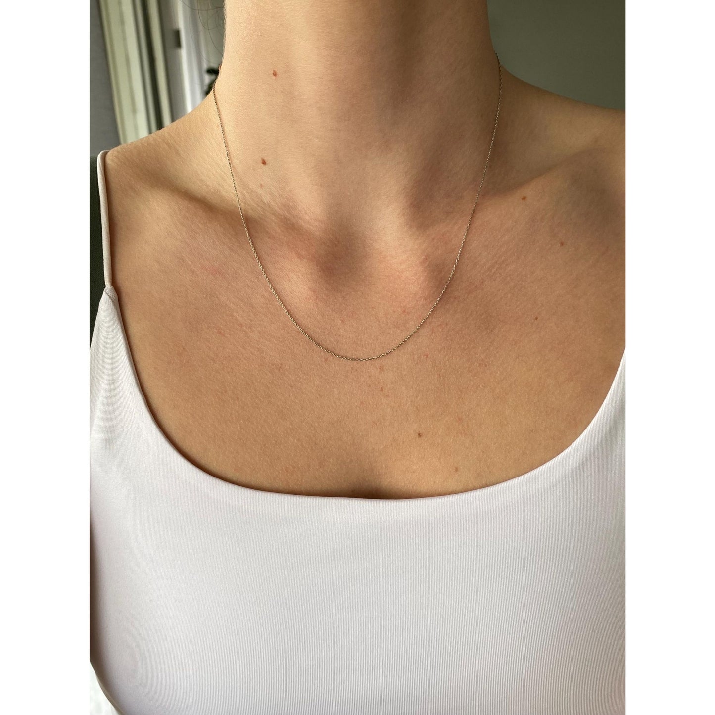 Vintage Solid 10k White Gold Dainty Chain Necklace - 18.25 inches