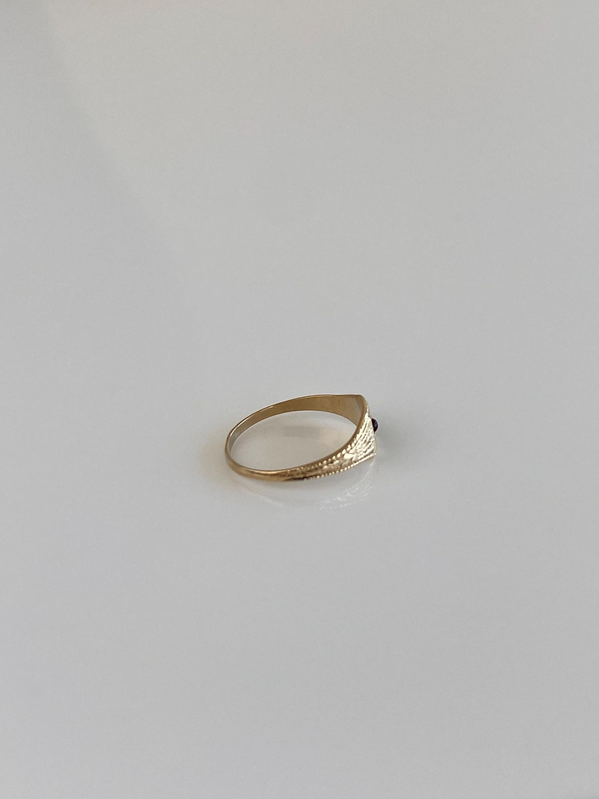 Vintage Solid 10k Yellow Gold Red Cubic Zirconia Designed Baby Ring
