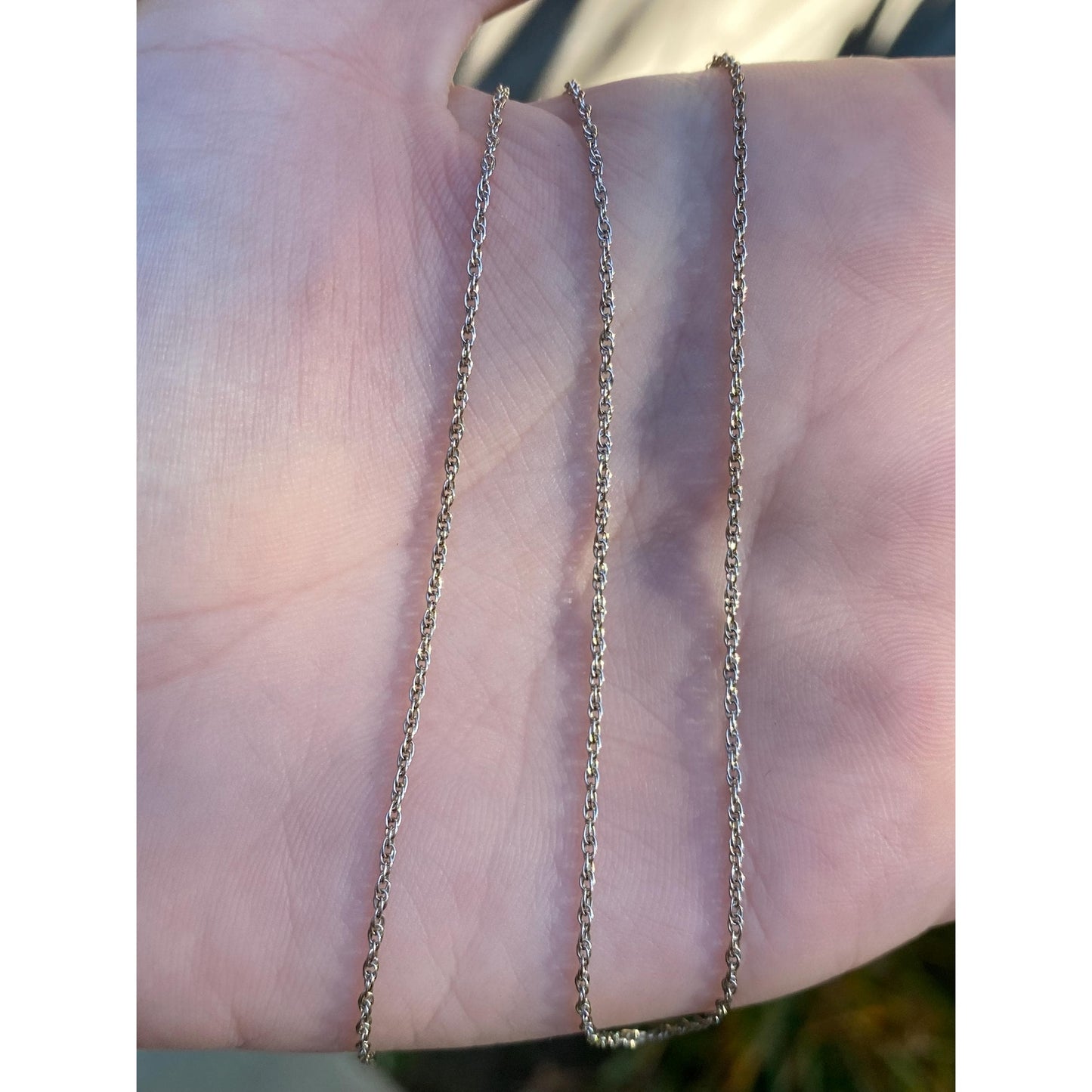 Solid 14k White Gold Dainty Chain Necklace - 18 inches