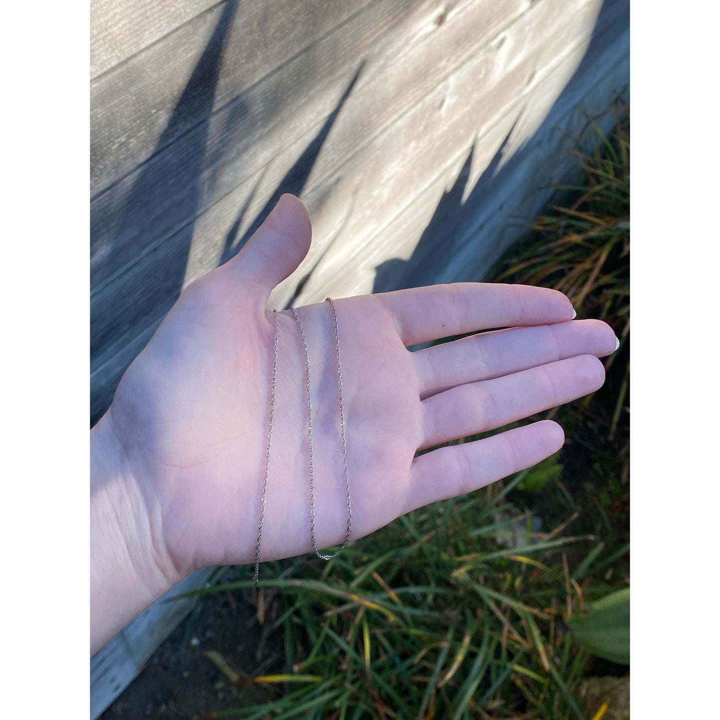 Solid 14k White Gold Dainty Chain Necklace - 18 inches