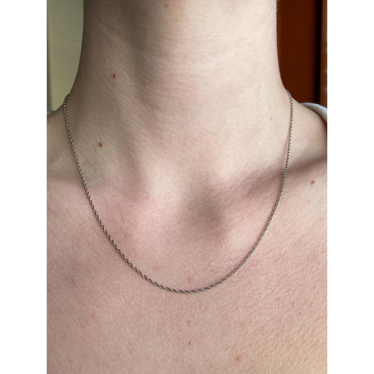 Solid 14k White Gold Dainty Chain Necklace - 18 inches