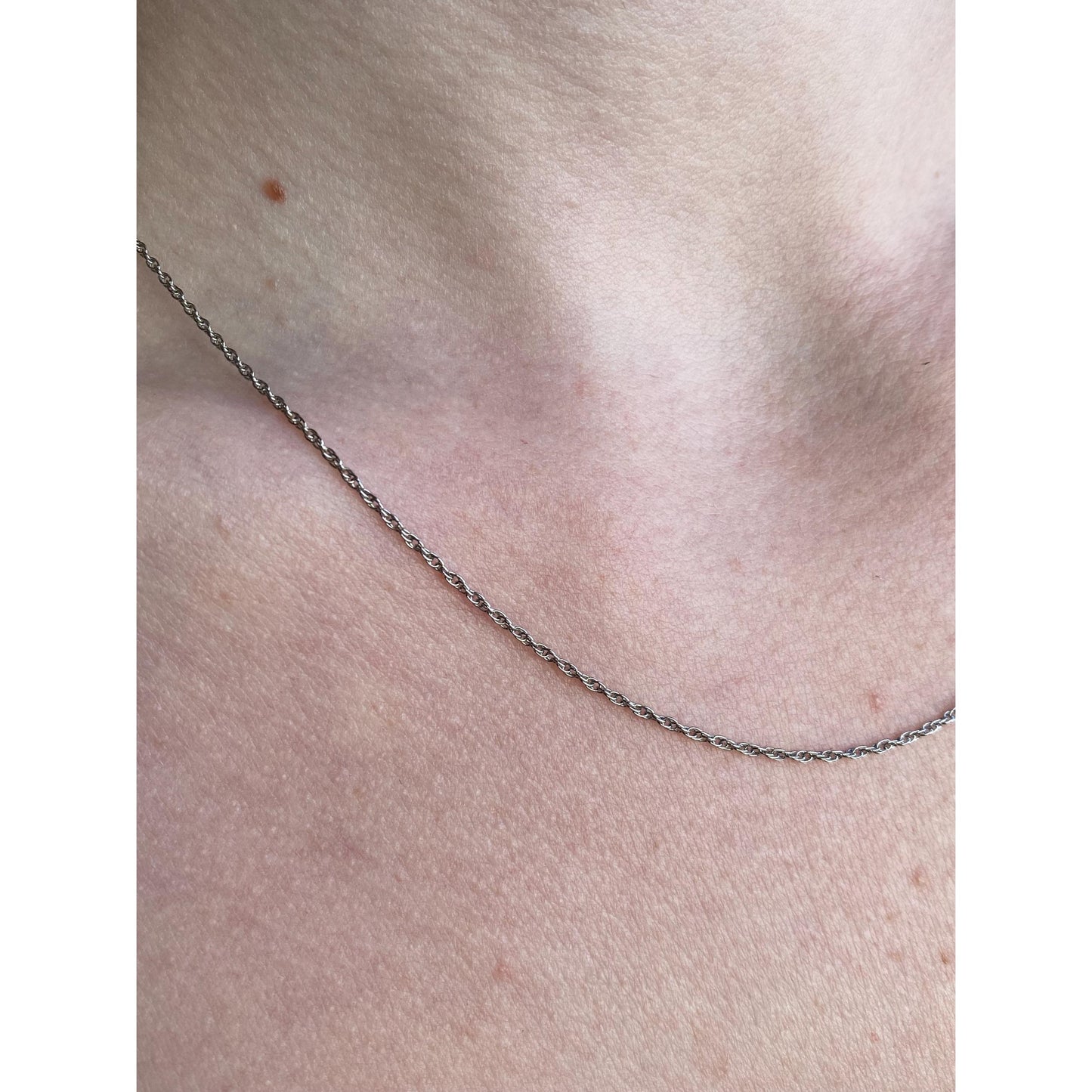 Solid 14k White Gold Dainty Chain Necklace - 18 inches