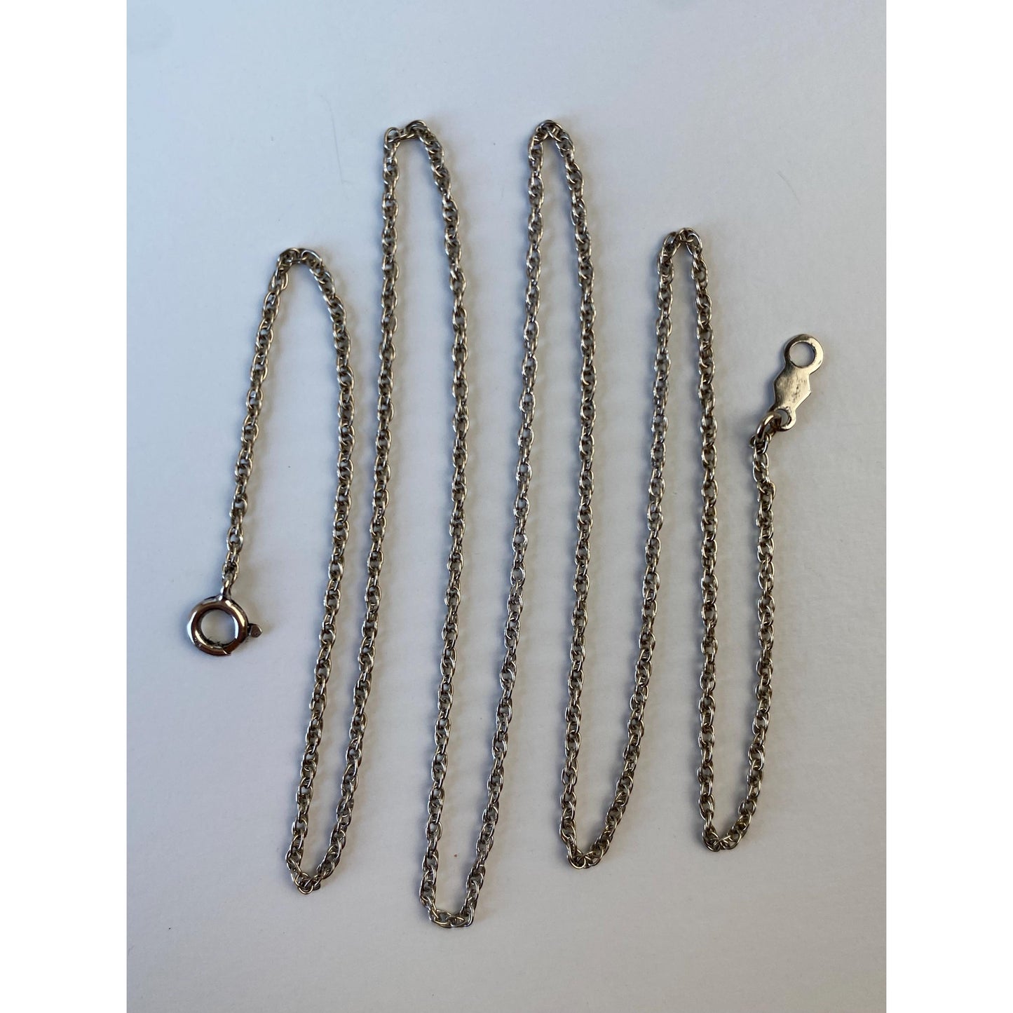 Solid 14k White Gold Dainty Chain Necklace - 18 inches