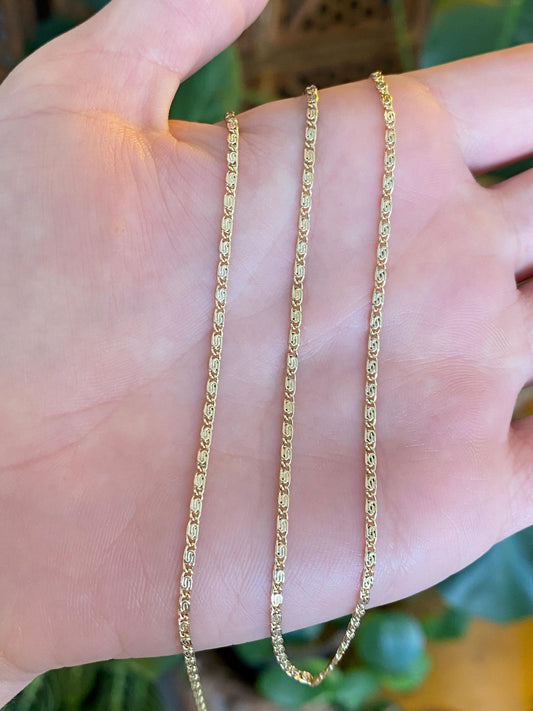 Vintage Solid 14k Yellow Gold Spiral Link Chain Necklace - 18 inches