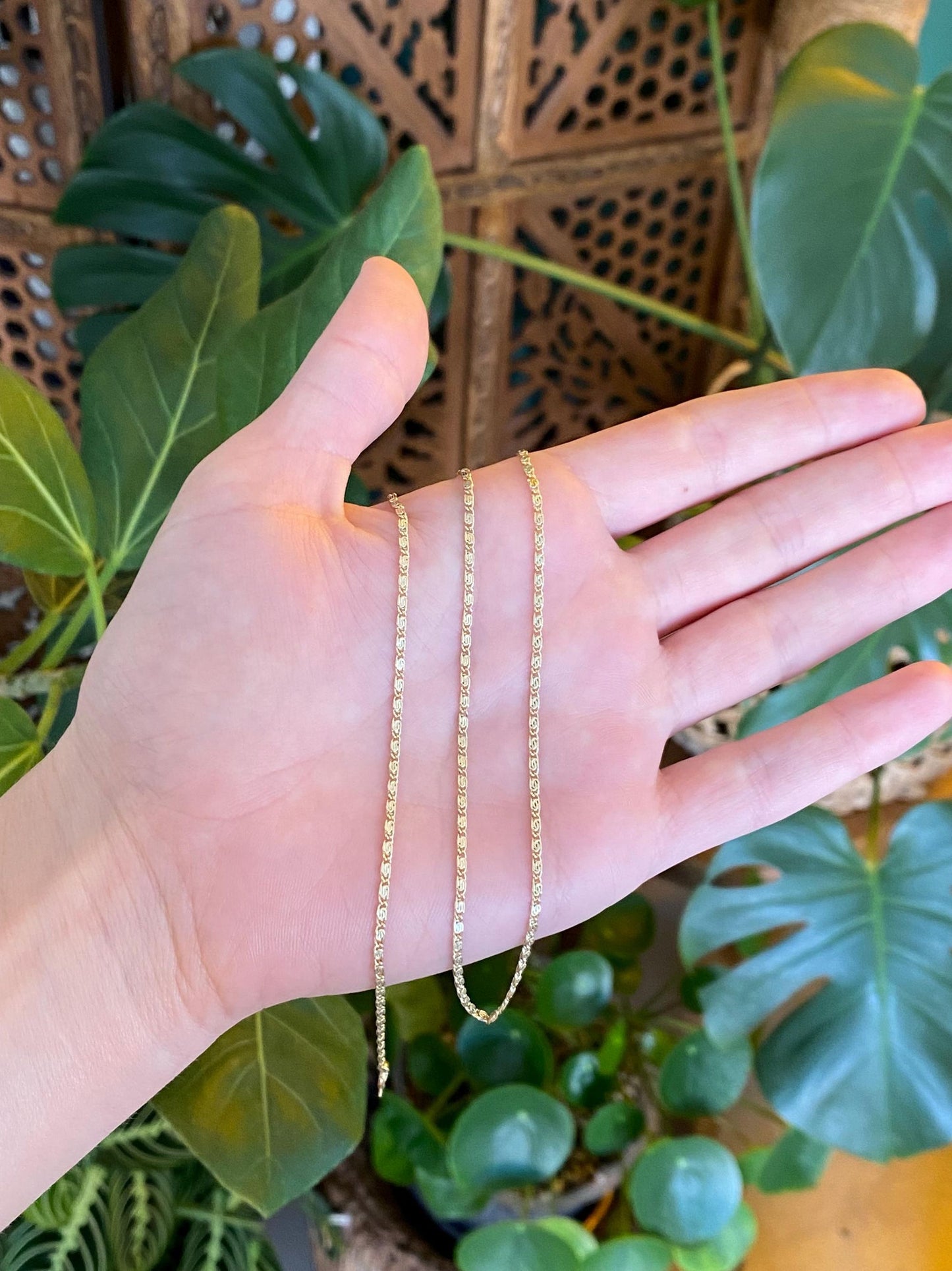 Vintage Solid 14k Yellow Gold Spiral Link Chain Necklace - 18 inches