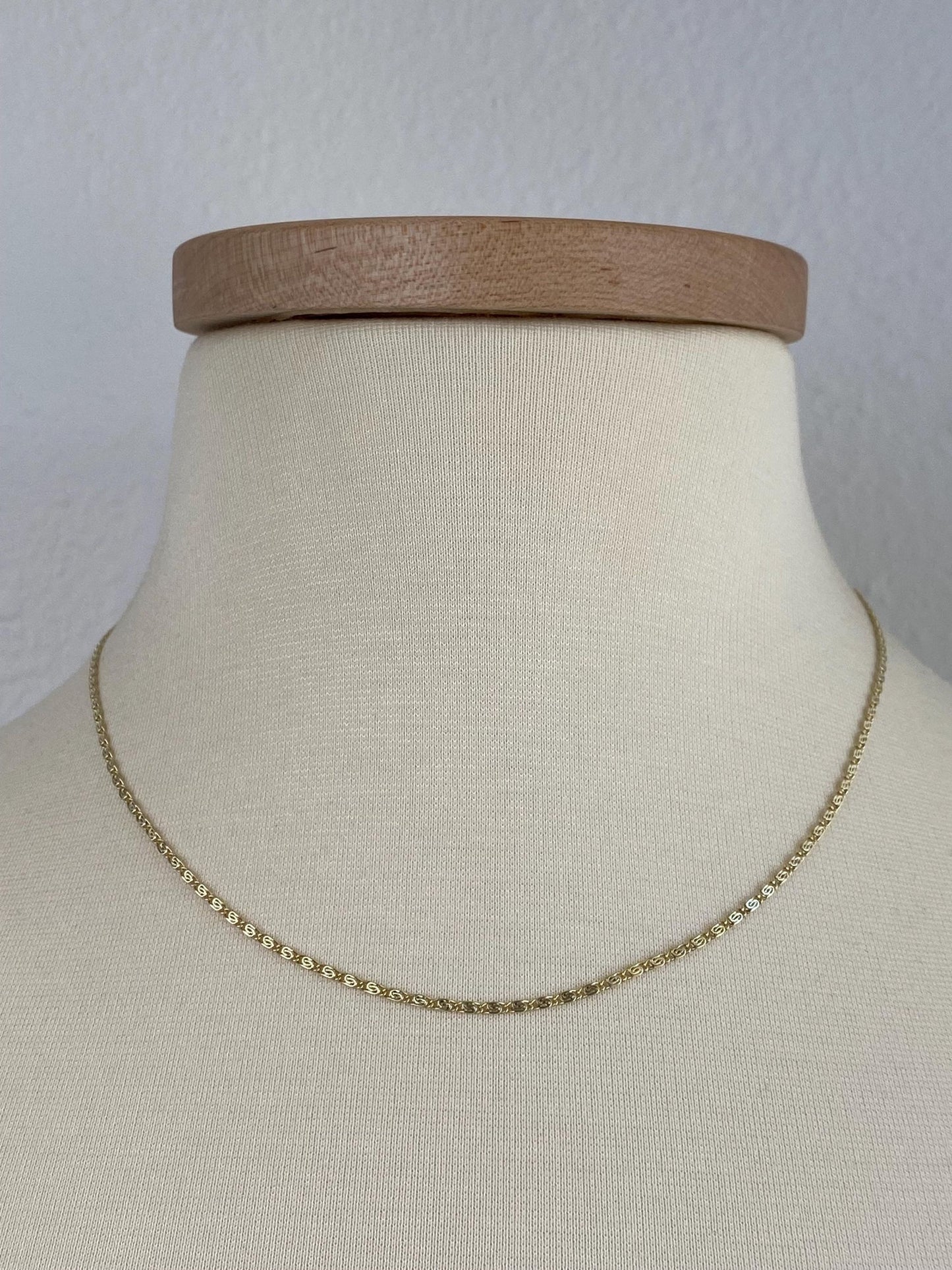 Vintage Solid 14k Yellow Gold Spiral Link Chain Necklace - 18 inches