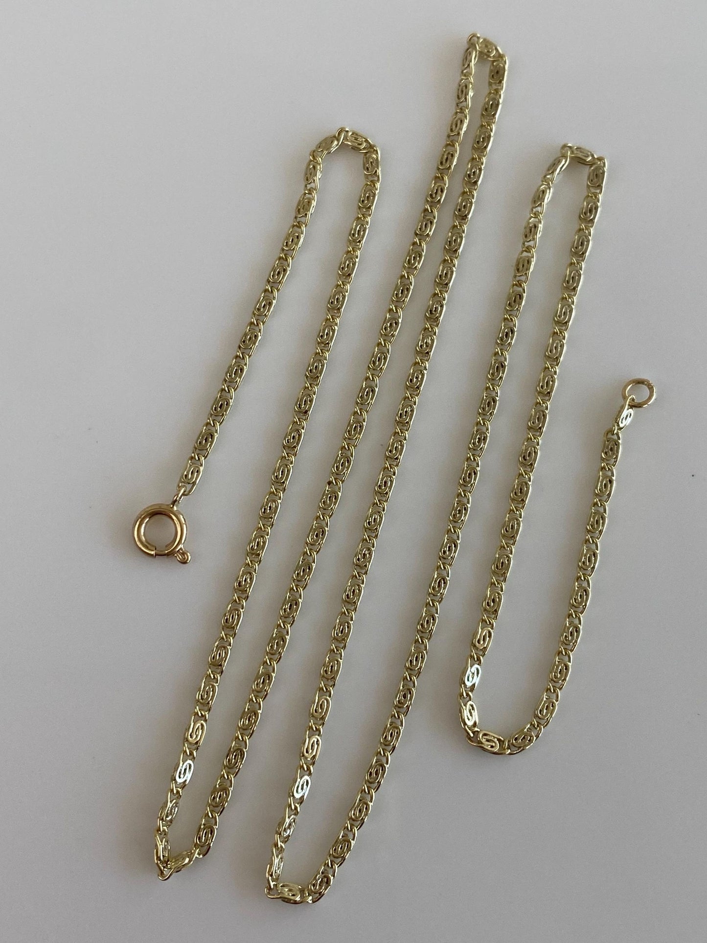 Vintage Solid 14k Yellow Gold Spiral Link Chain Necklace - 18 inches
