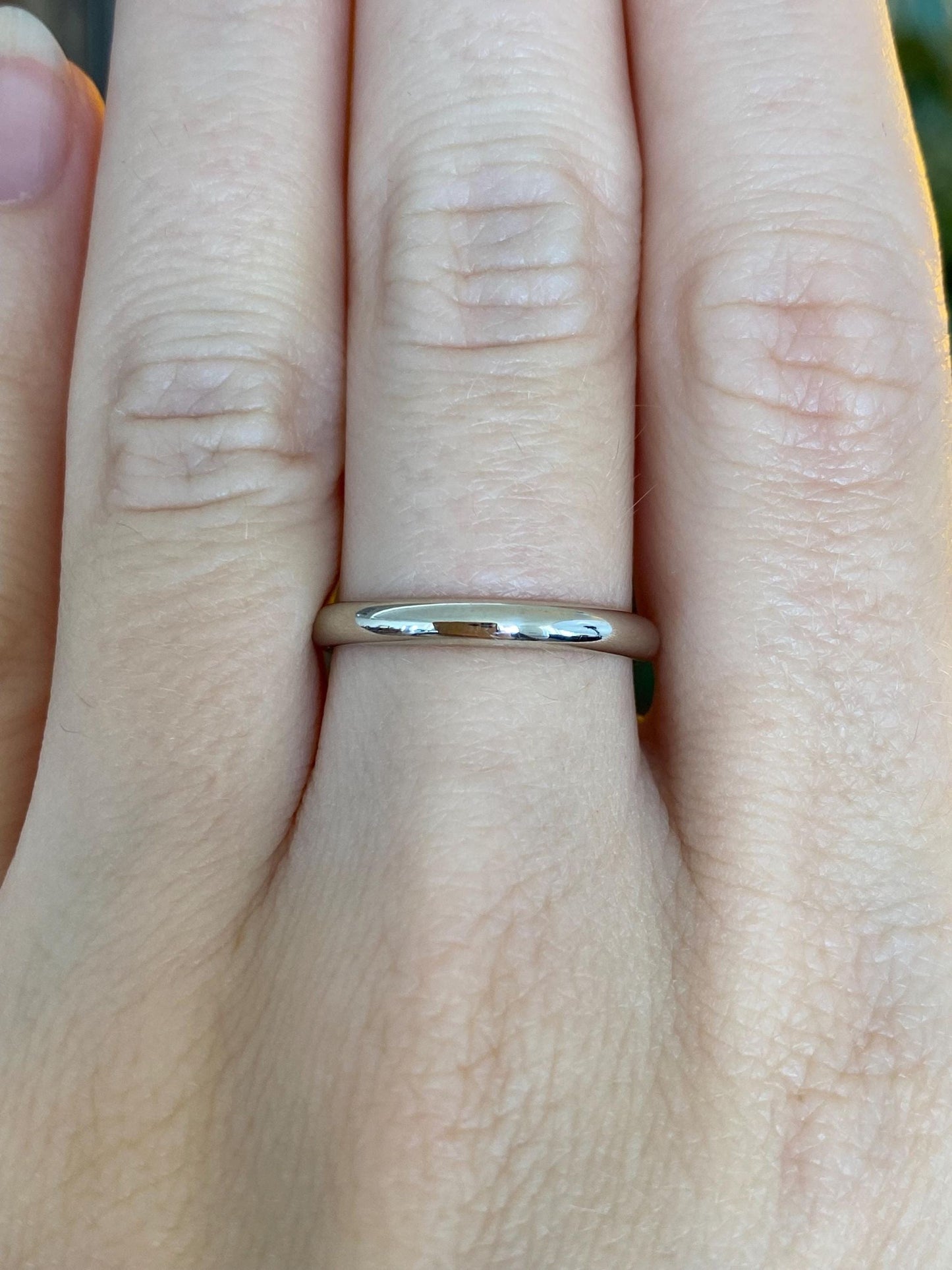 Vintage Solid 14k White Gold Ring Band - Size 7.5