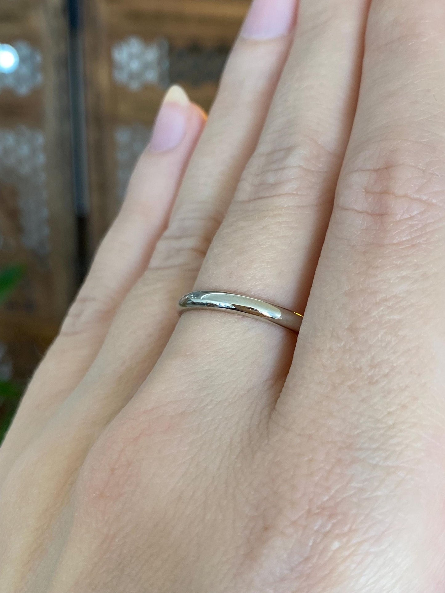 Vintage Solid 14k White Gold Ring Band - Size 7.5