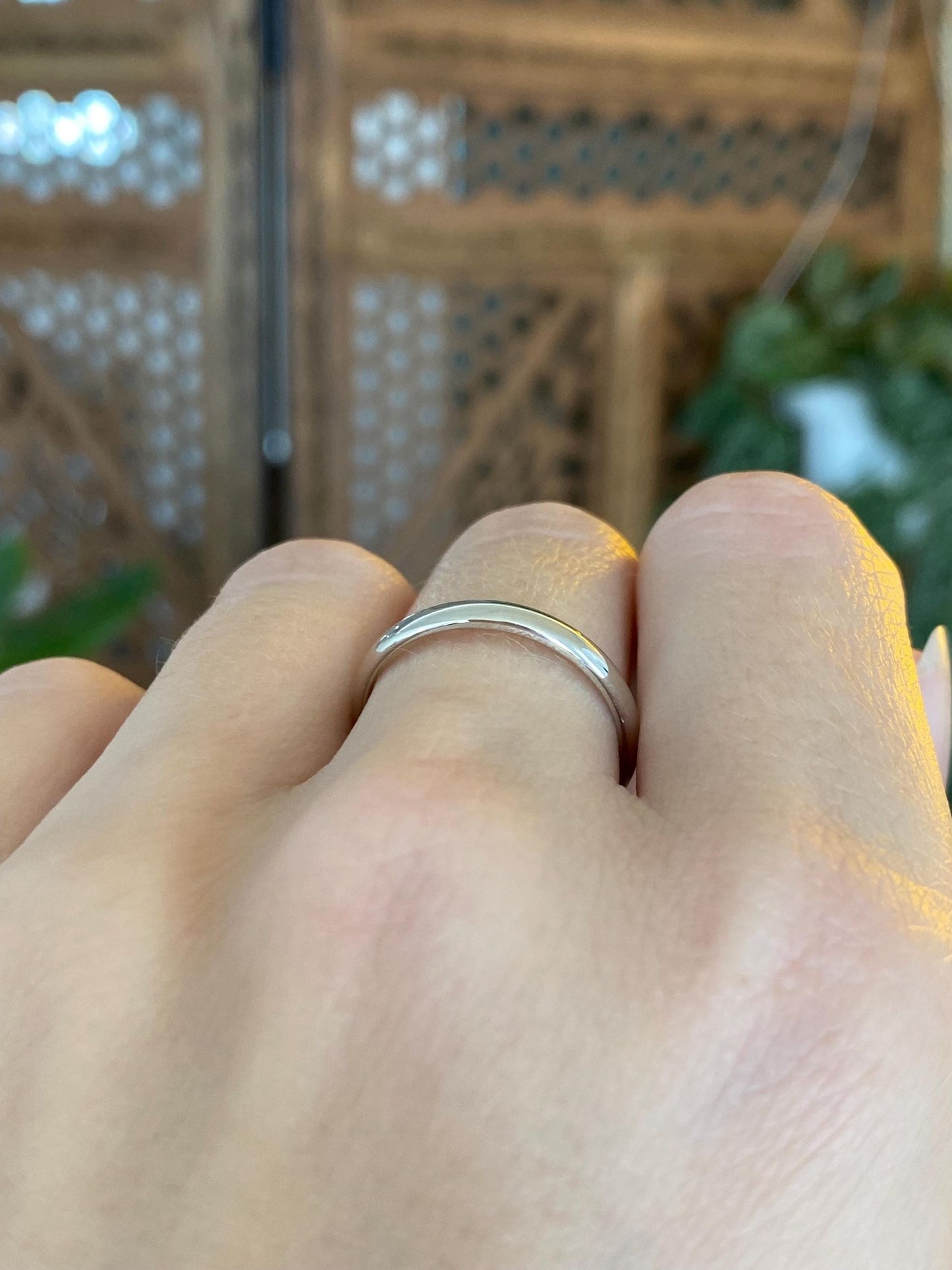 Vintage Solid 14k White Gold Ring Band - Size 7.5