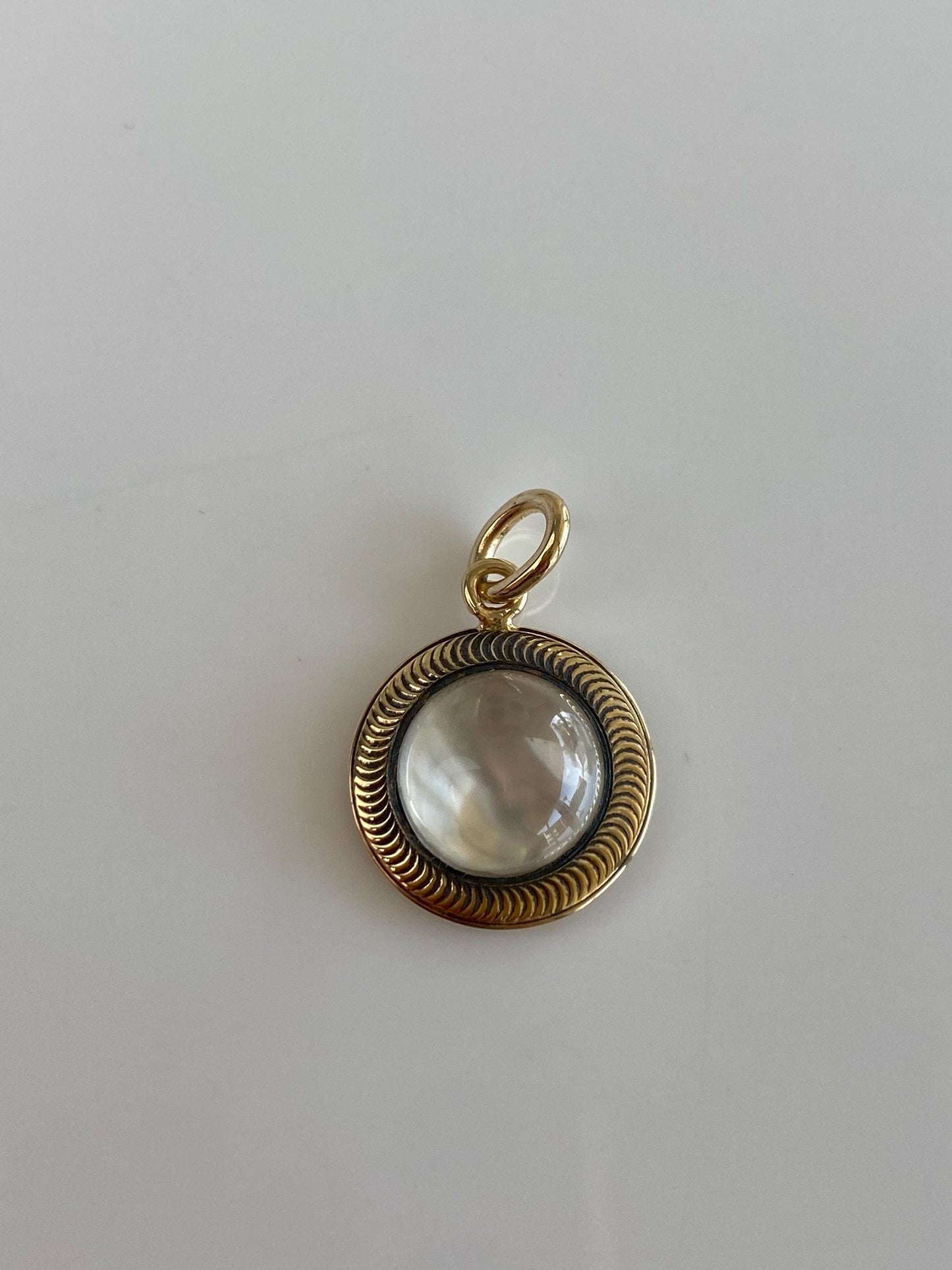 Vintage Solid 14k Yellow Gold Moonstone Cufflink Conversion Charm