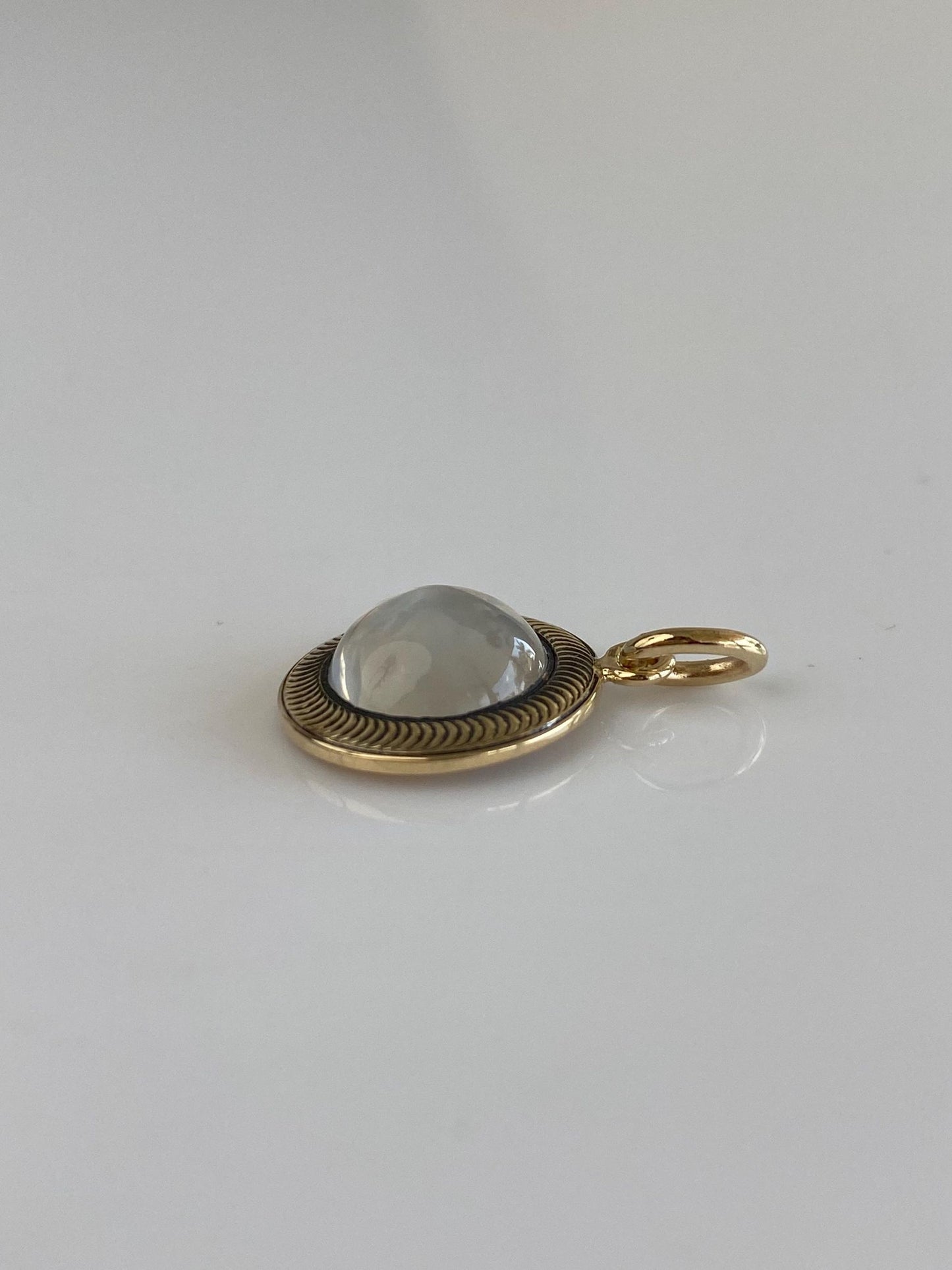Vintage Solid 14k Yellow Gold Moonstone Cufflink Conversion Charm