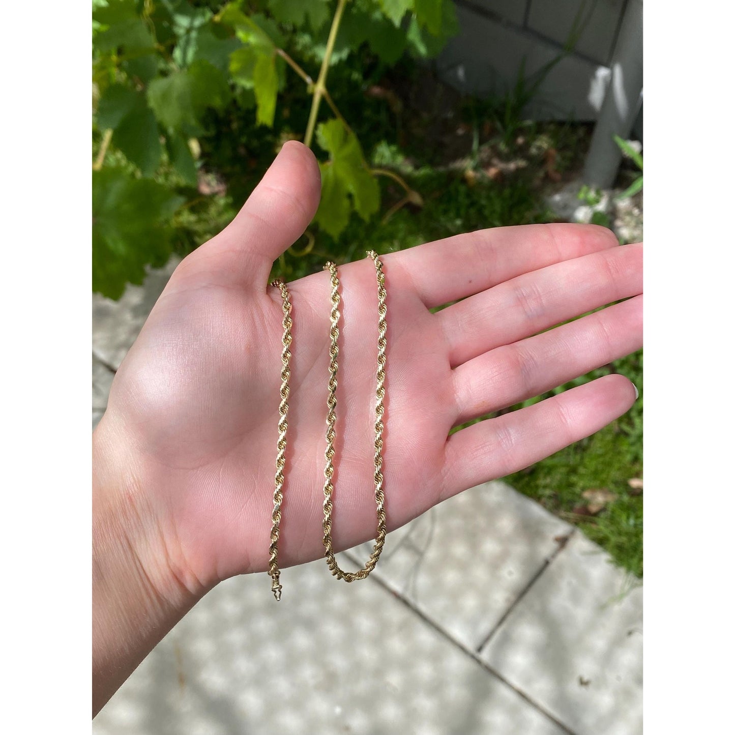 Vintage Solid 14k Yellow Gold Rope Chain Necklace - 24.5 inches
