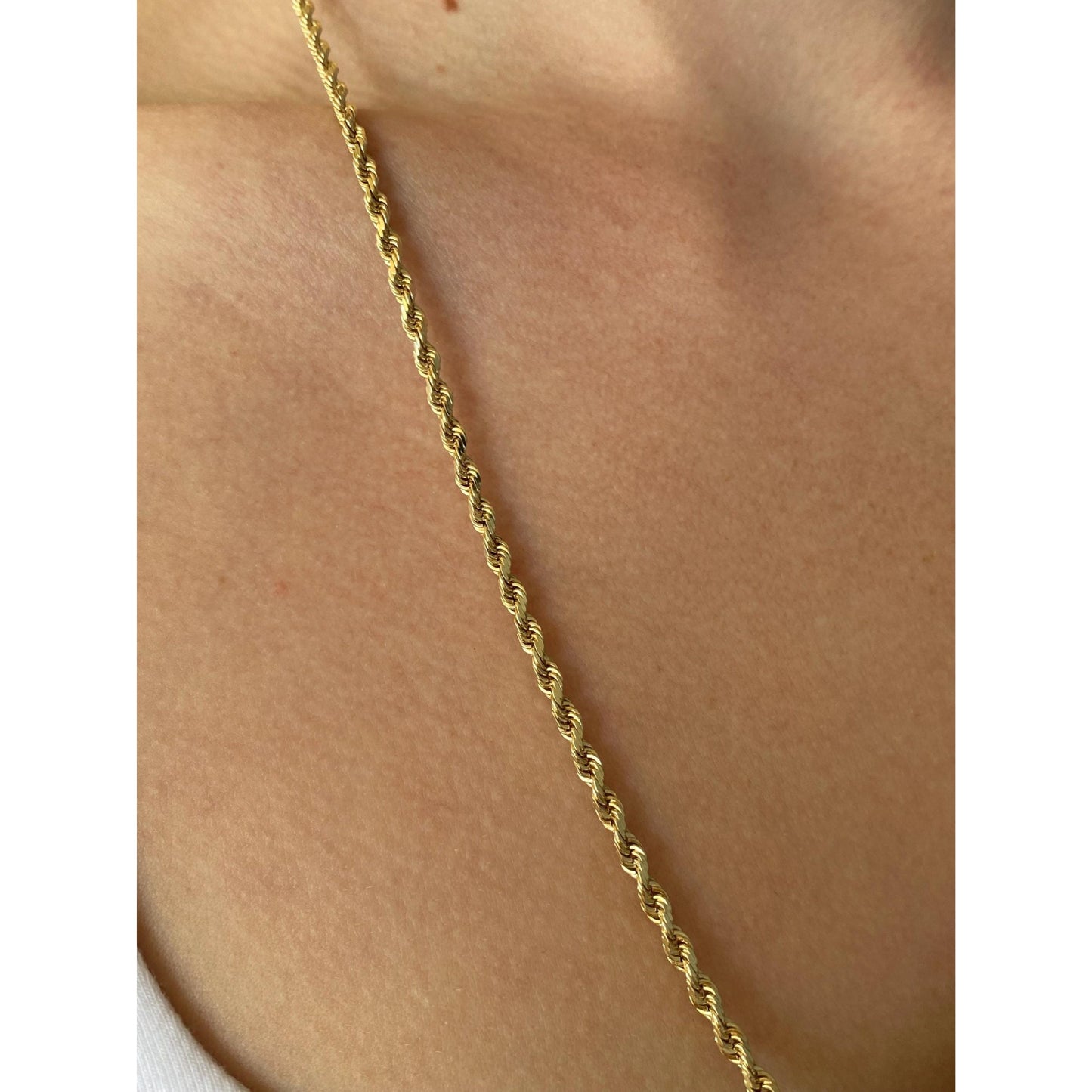 Vintage Solid 14k Yellow Gold Rope Chain Necklace - 24.5 inches
