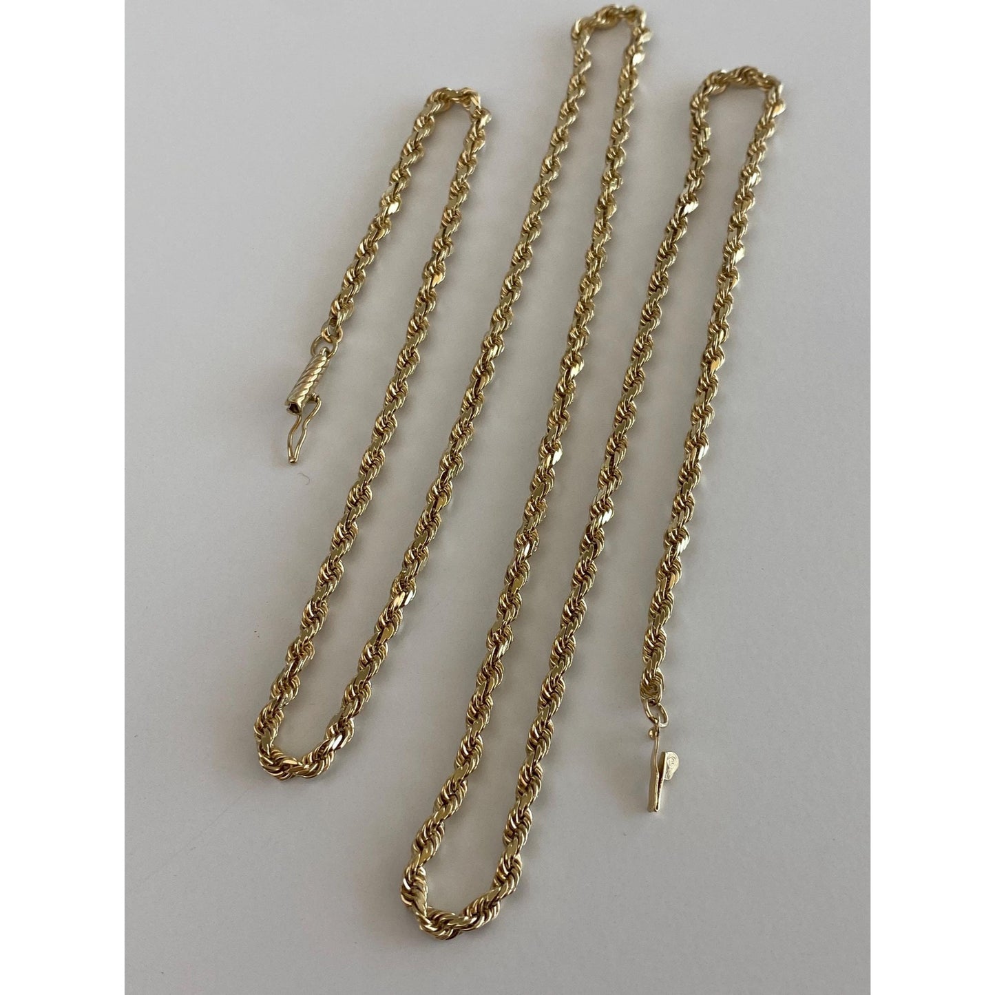 Vintage Solid 14k Yellow Gold Rope Chain Necklace - 24.5 inches