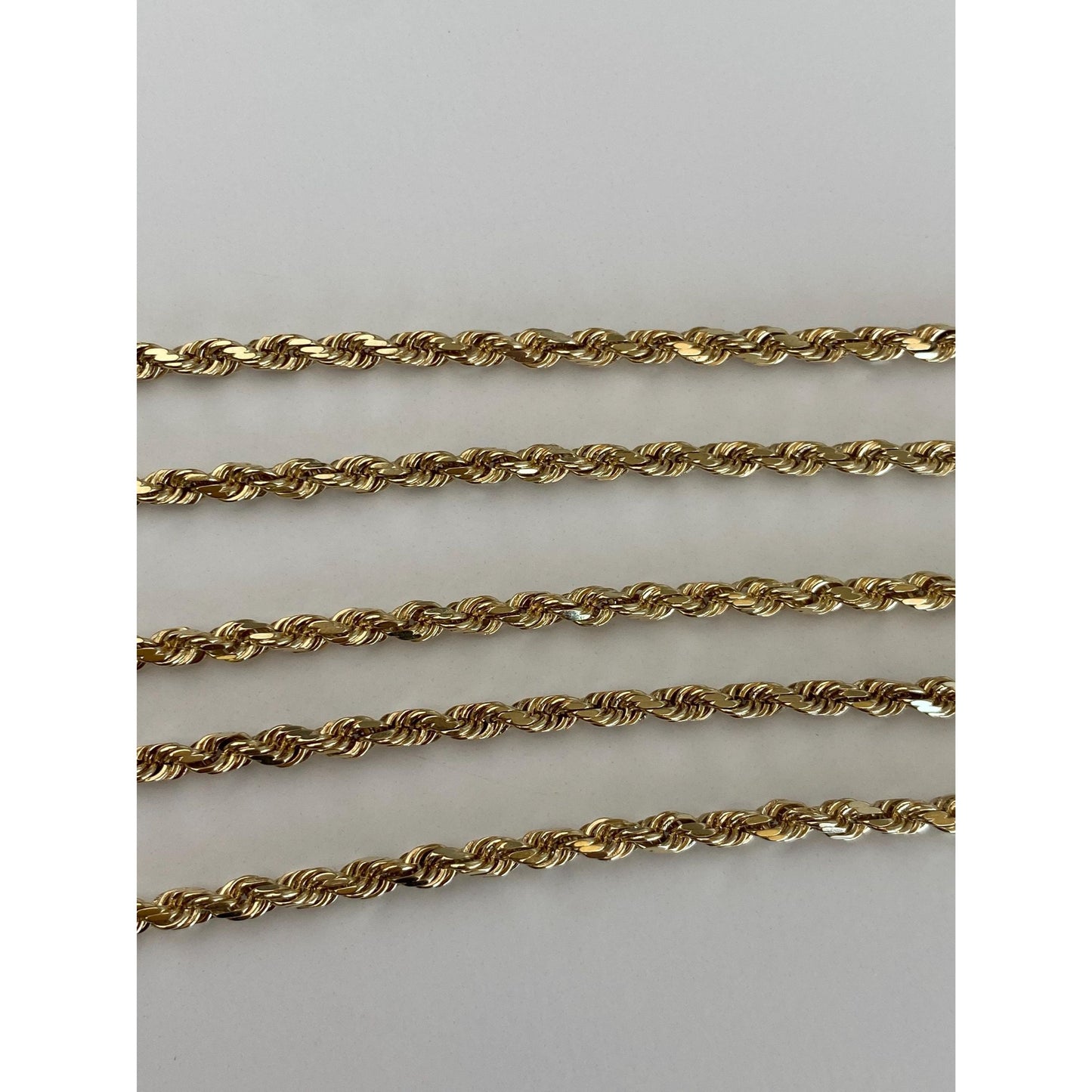 Vintage Solid 14k Yellow Gold Rope Chain Necklace - 24.5 inches