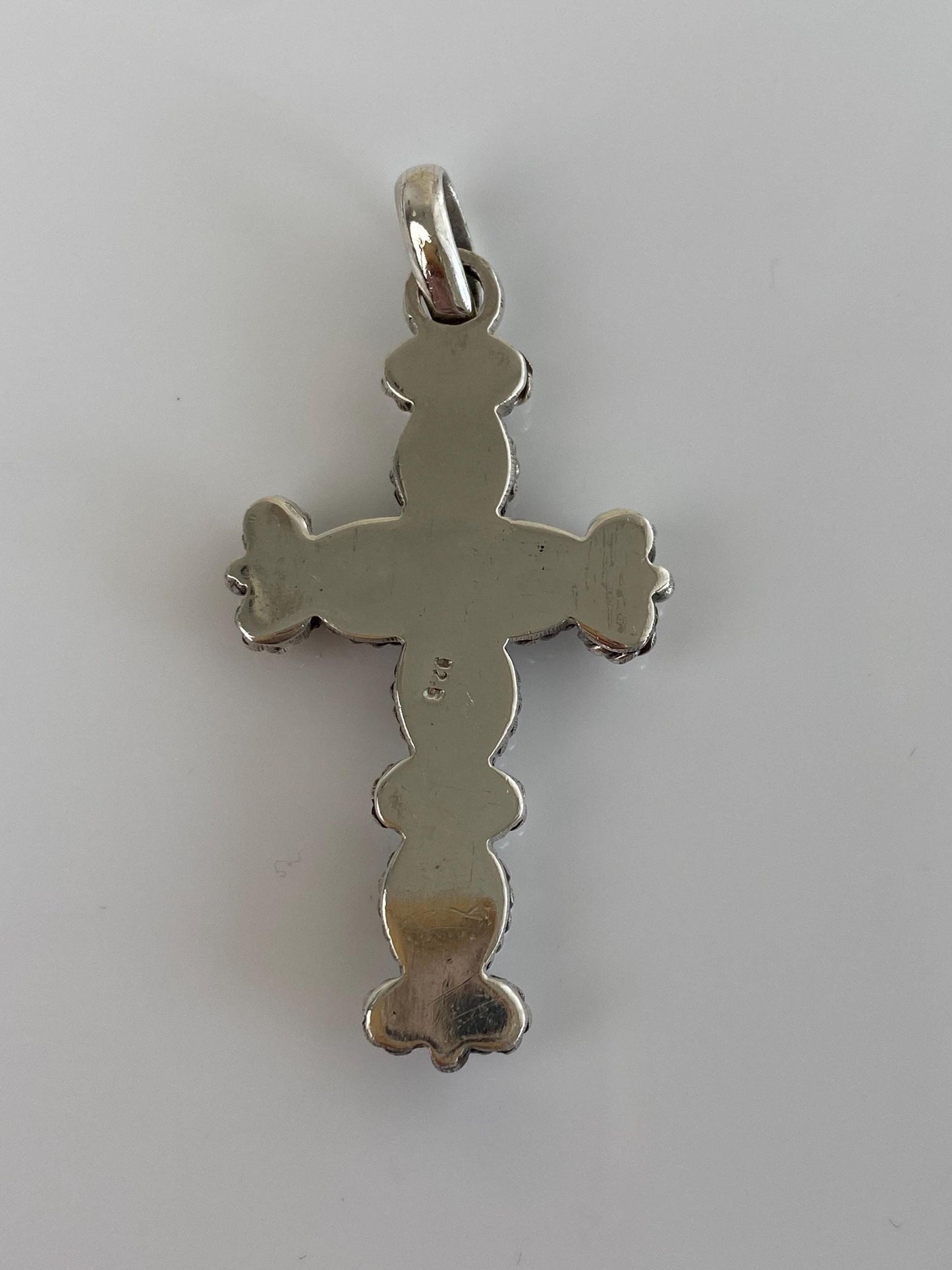 Vintage Solid Sterling Silver Purple Cubic Zirconia Cross Charm