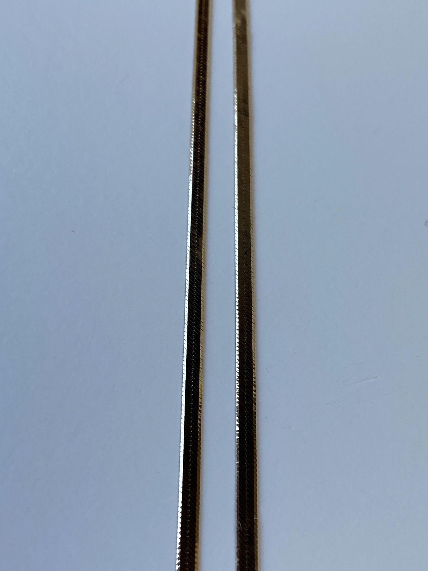 Vintage Solid 14k Yellow Gold Slim Herringbone Chain Necklace - 24 inches